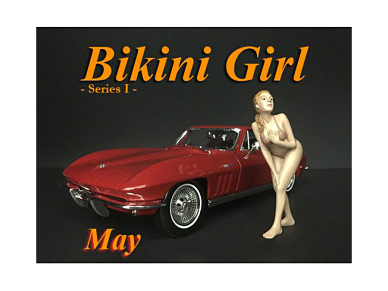 American Diorama May Bikini Calendar Girl Figure For 1/18 Scale Models By  In Blue