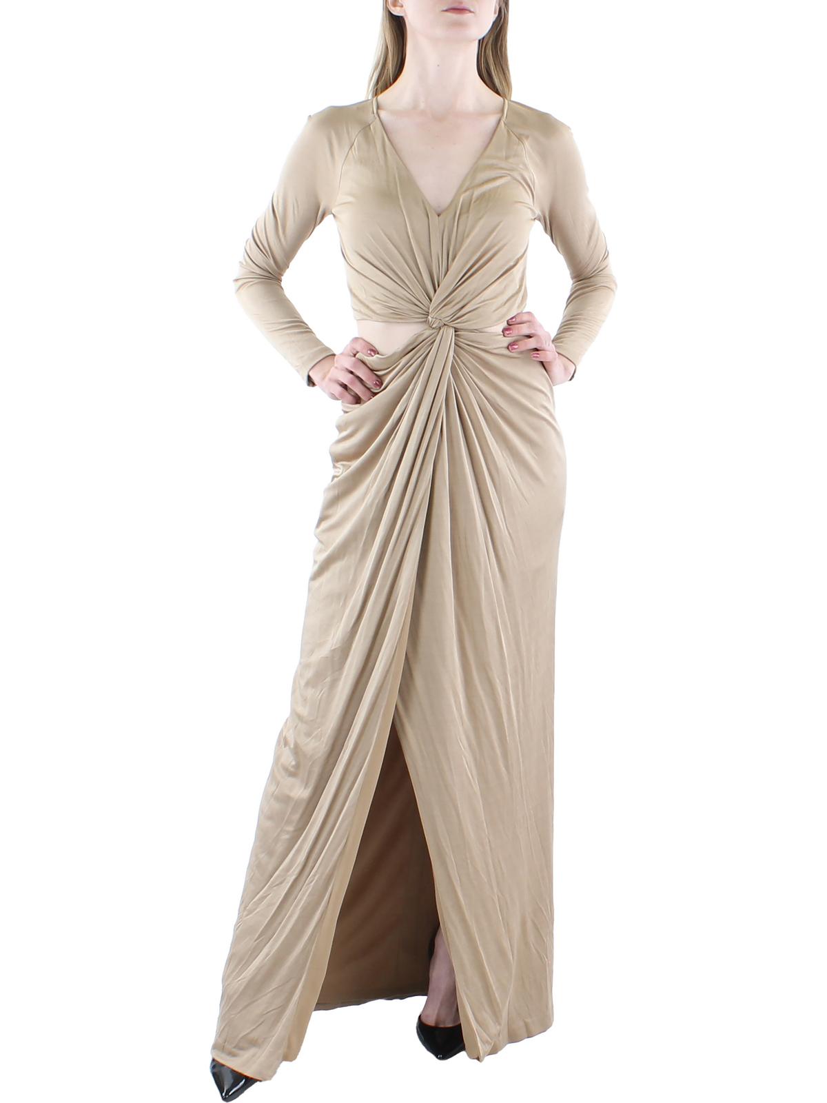 Donna Karan Womens Twist Front Long Maxi Dress In Neutral