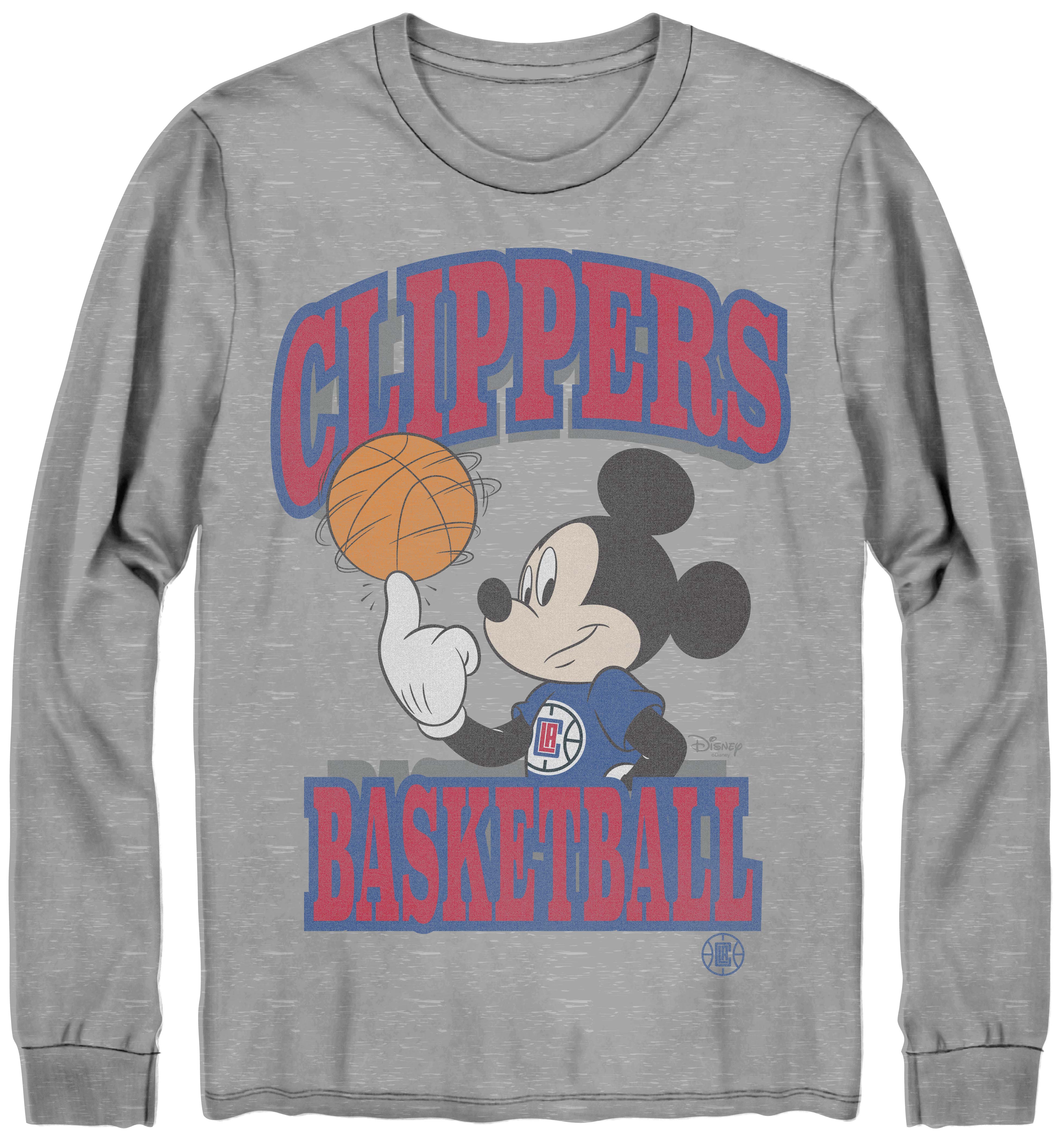 Junk Food Clothing Unisex Clippers Mickey Team Spirit Long Sleeve In Gray
