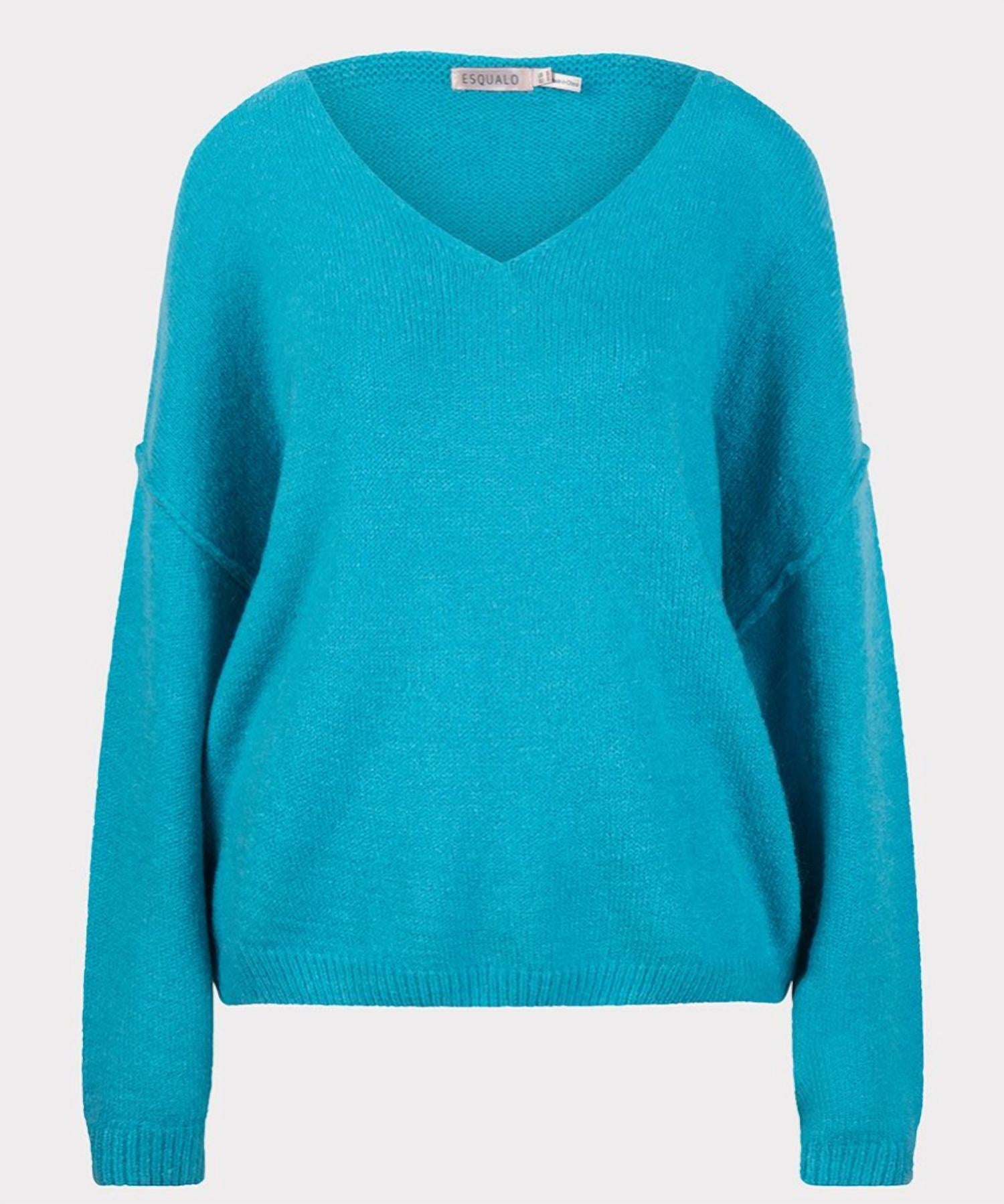 Shop Esqualo V Neck Sweater In Peacock Blue