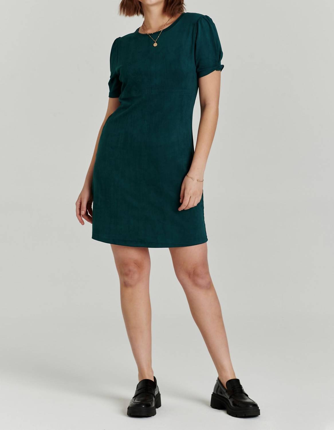 Shop Another Love Demi Short Sleeve Dress In Spruce In Green