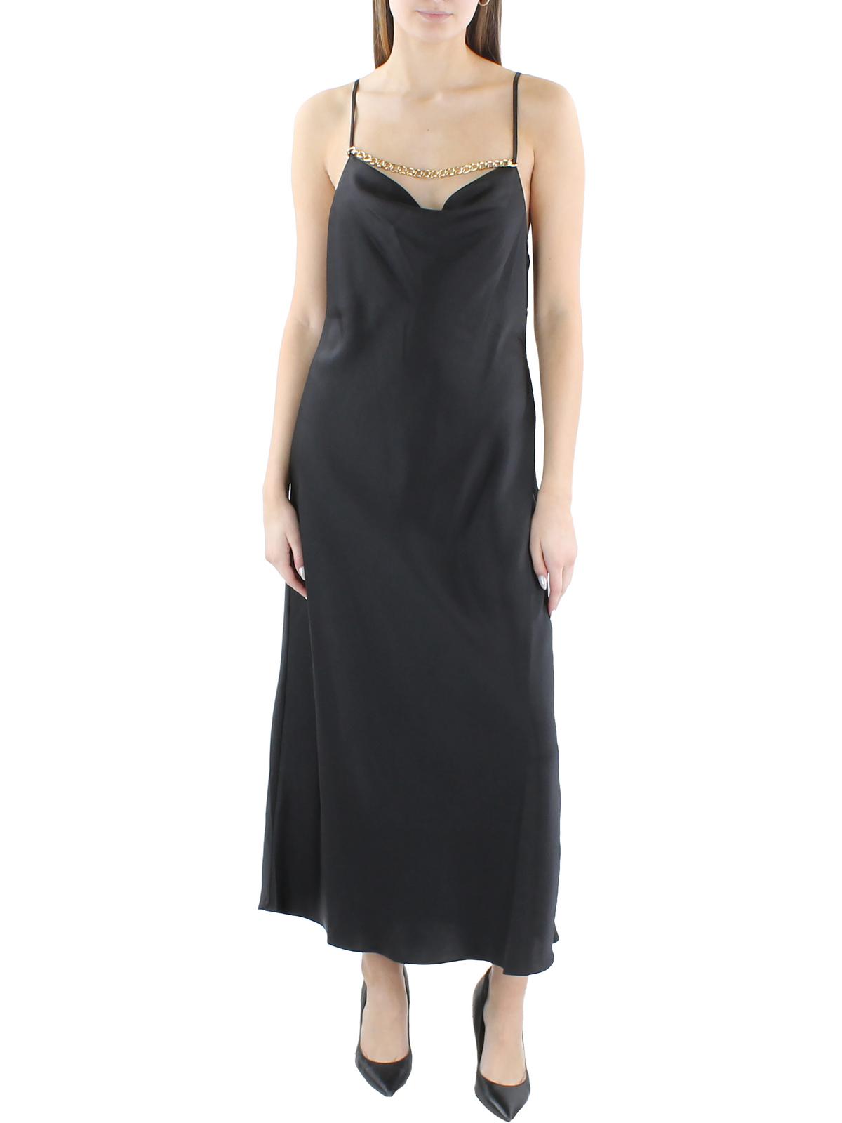 Shop Bcbgmaxazria Womens Satin Sleeveless Evening Dress In Black