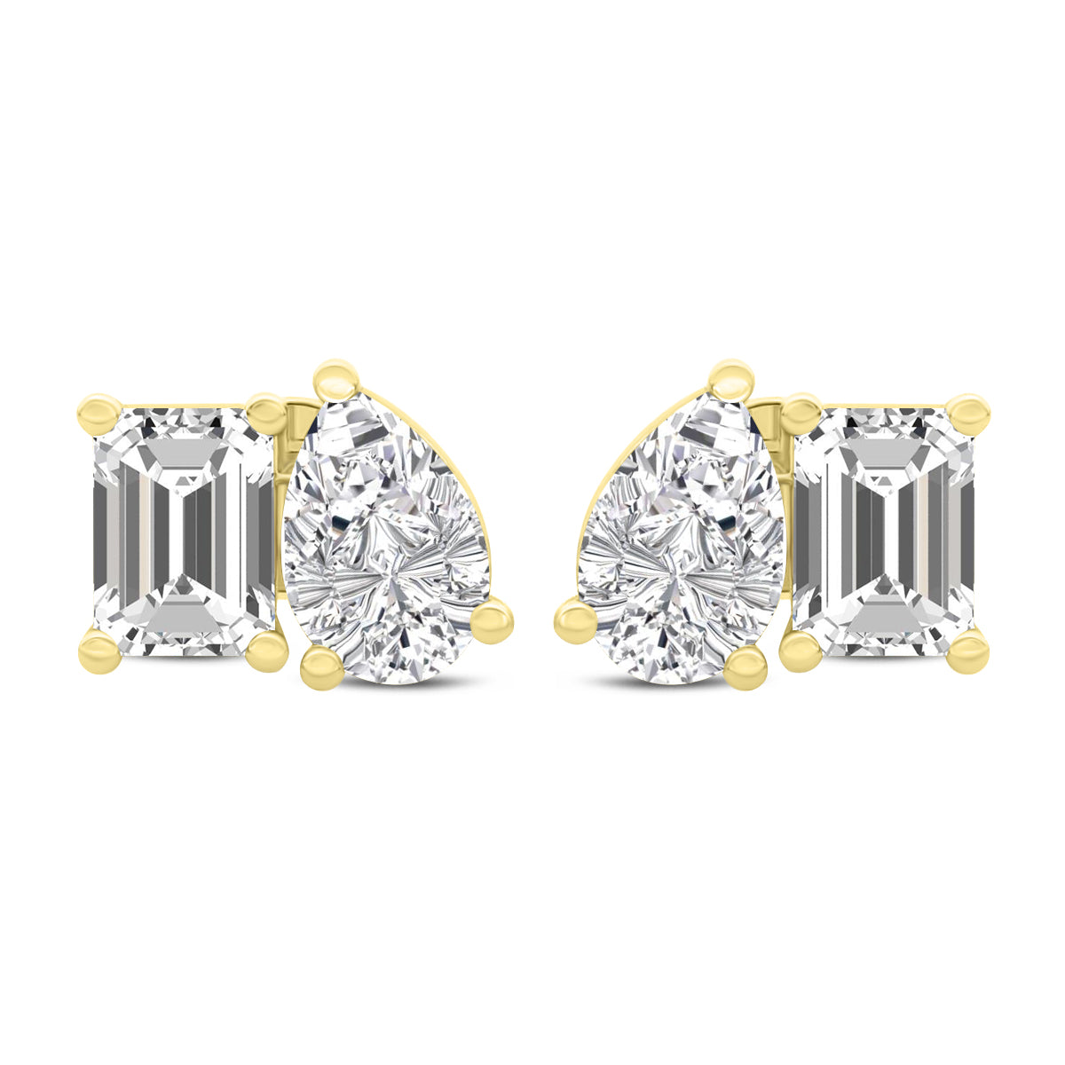 Sselects Dazzling 2-carat Diamond And Emerald Earrings In 14k In Metallic