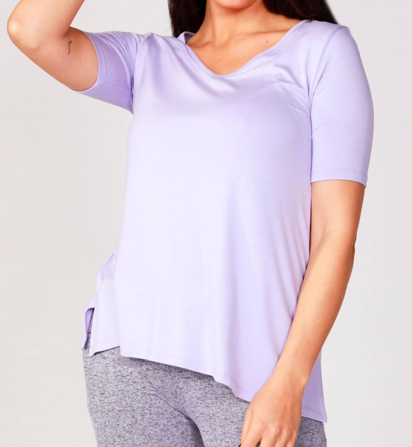 Shop French Kyss Short Sleeve V-neck T Shirt In Lilac In Purple
