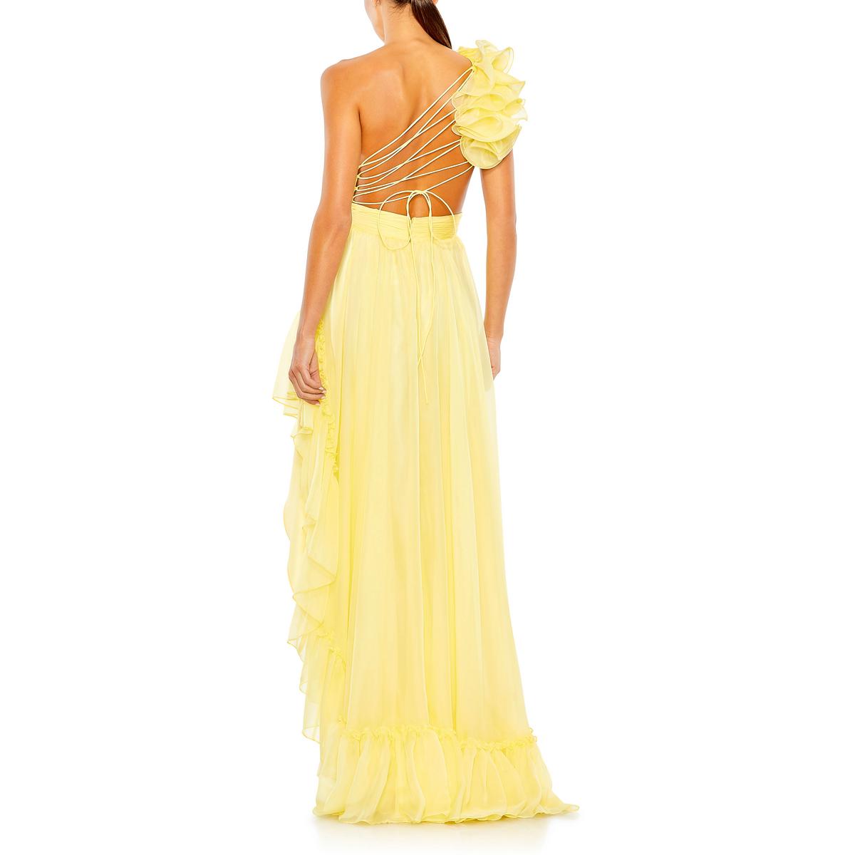 Womens Asymmetric Chiffon Evening Dress