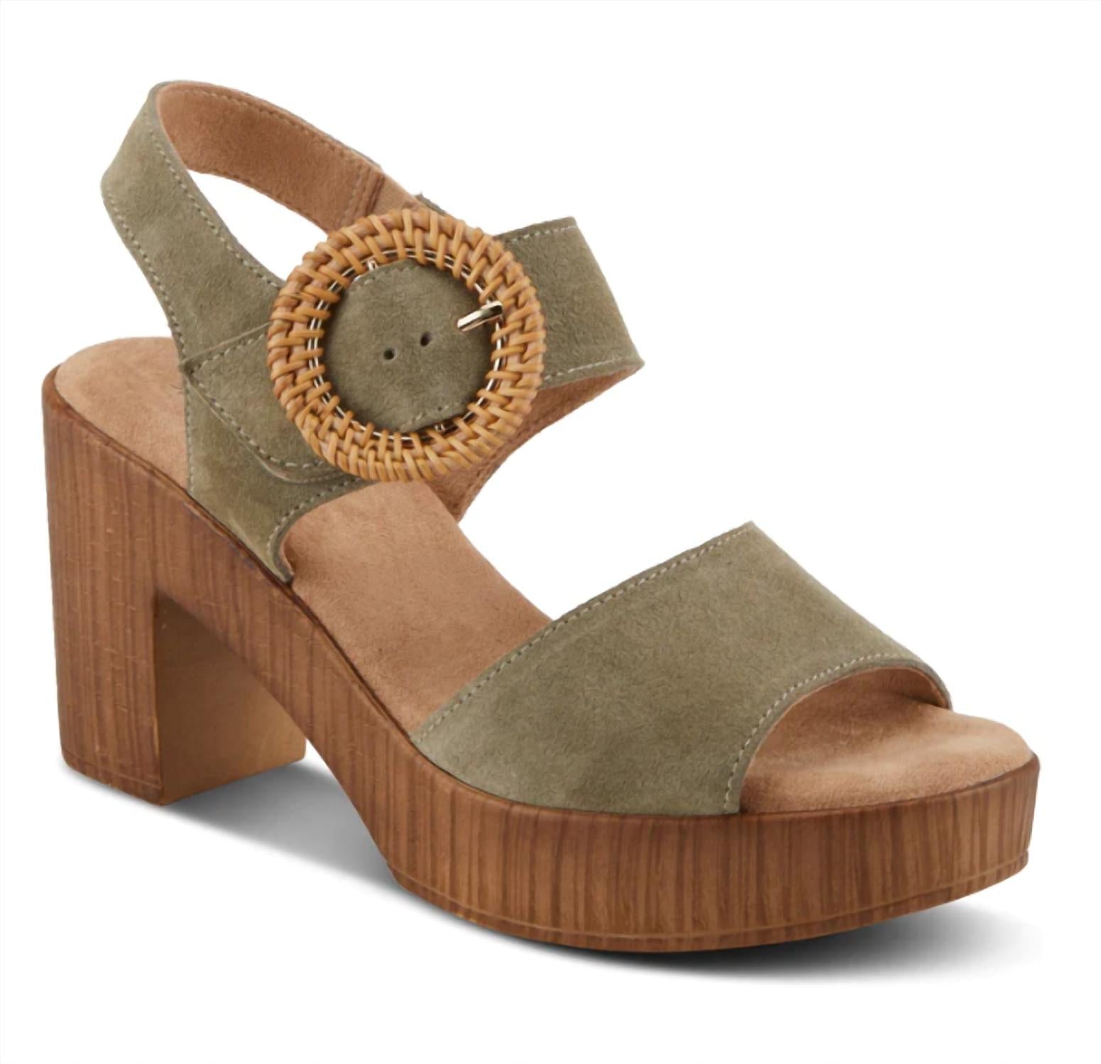 Shop Spring Step Shoes Gamona Sandals In Olive In Green