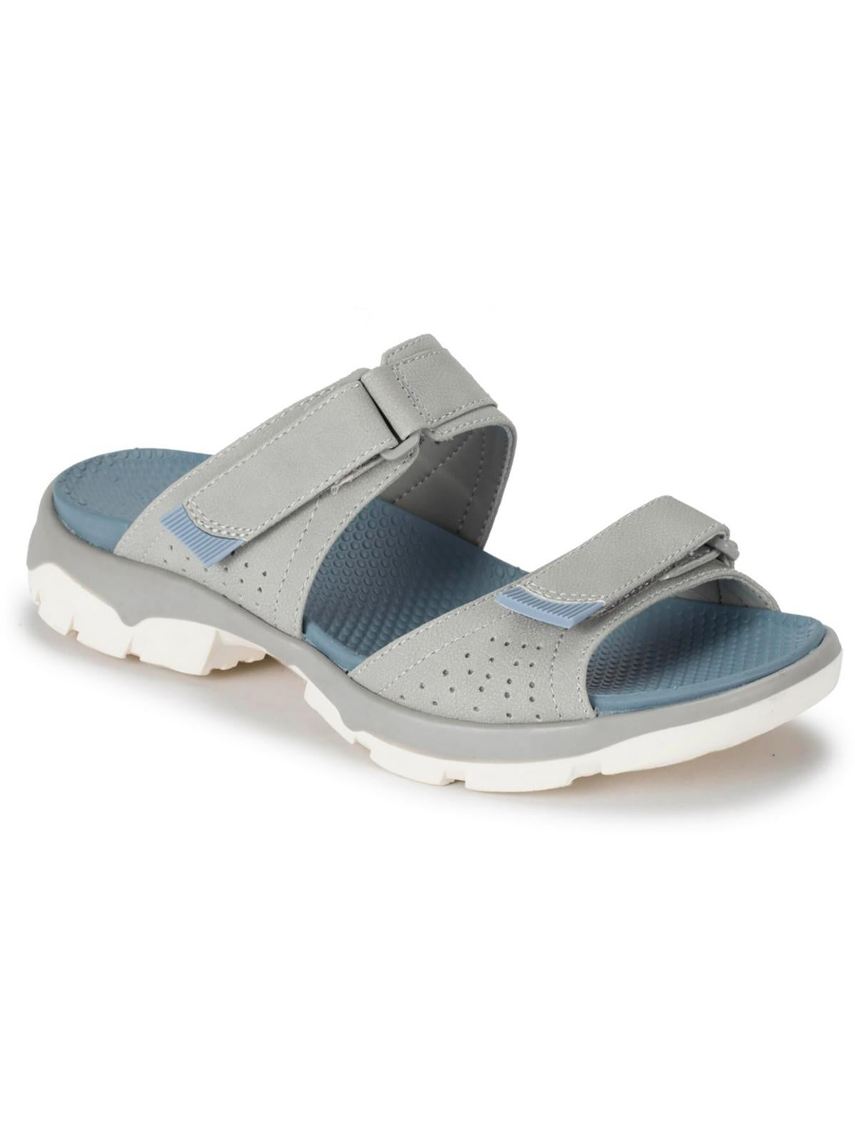 Baretraps Leella Womens Faux Leather Slip On Slide Sandals In Grey