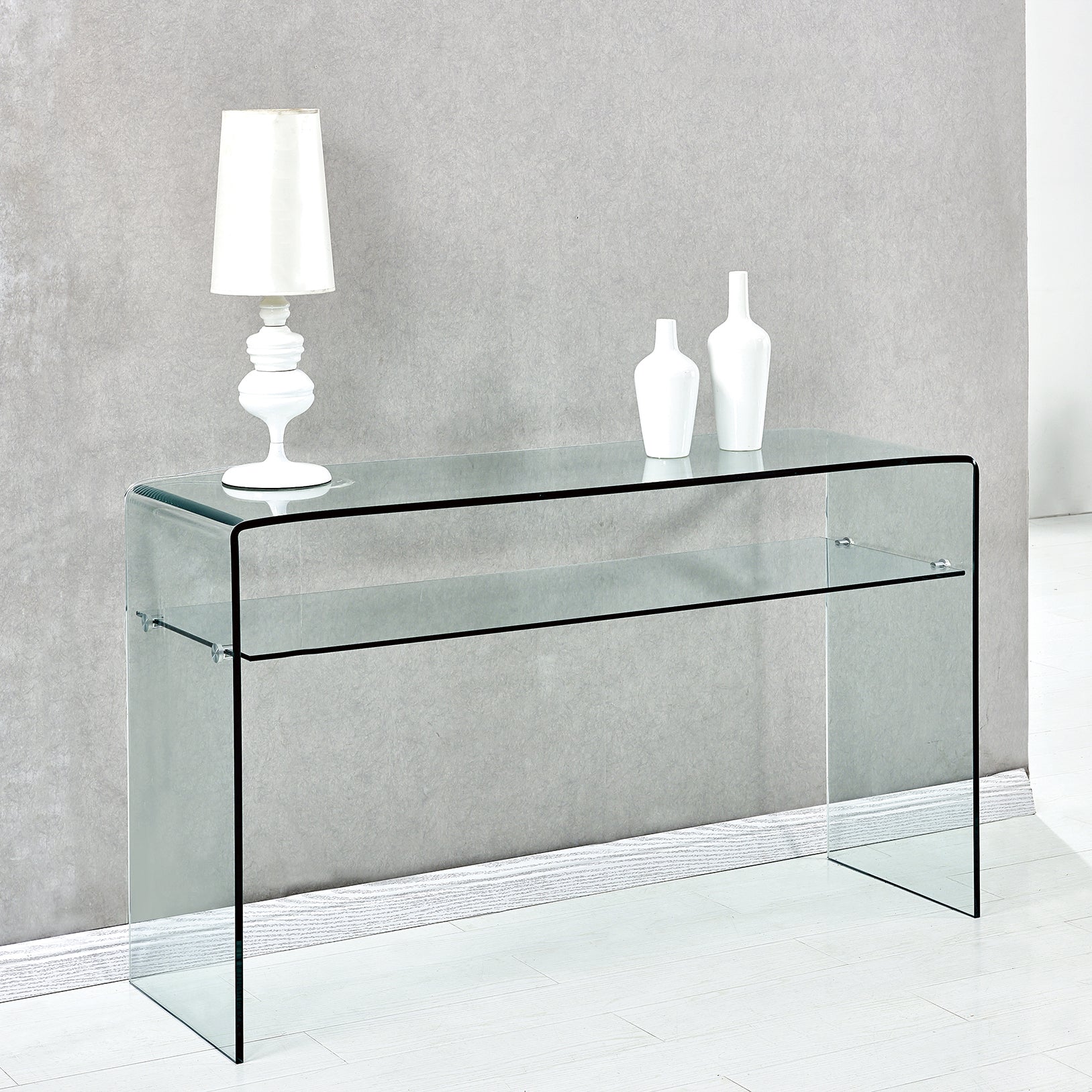 Streamdale Furniture Elegant Glass Console Table With Rounded Edges