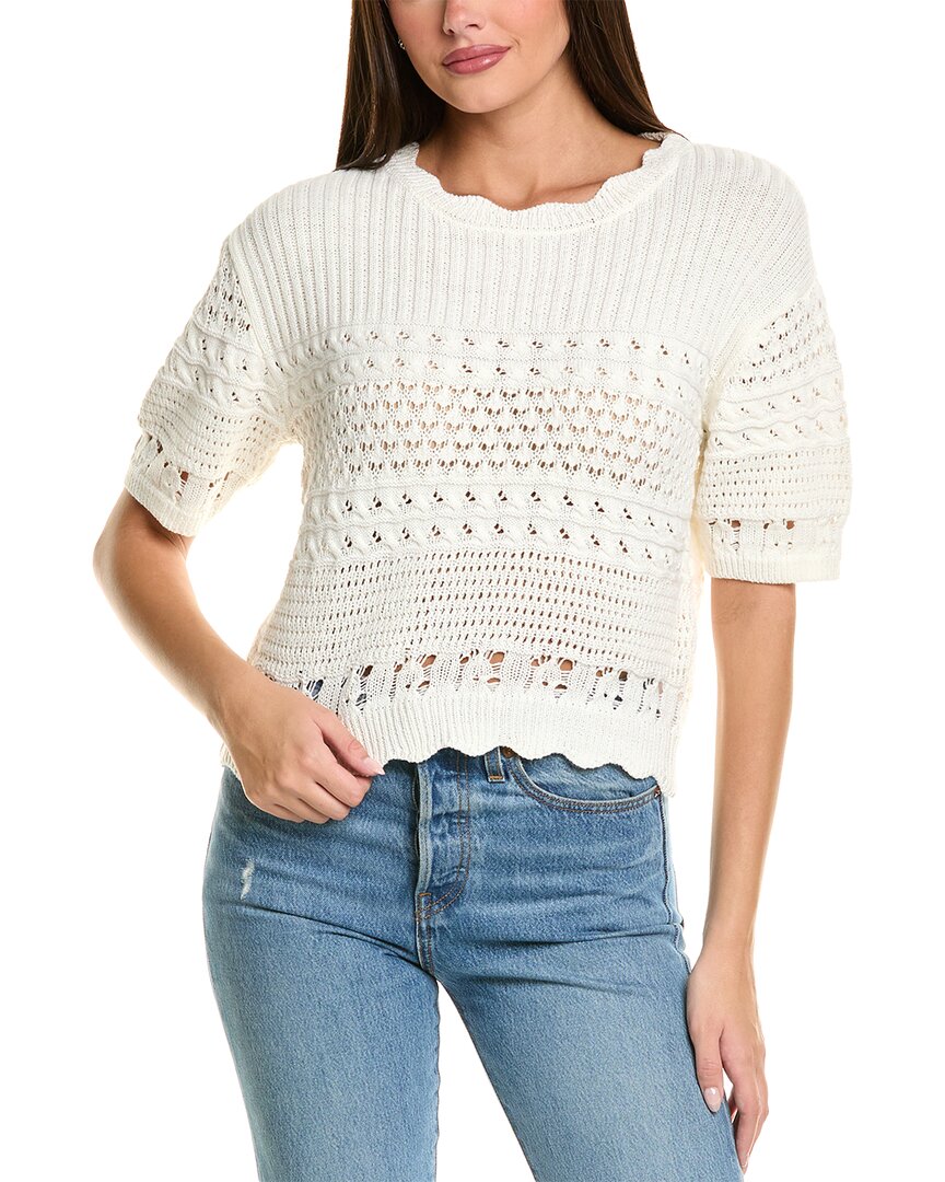 Celestine Sei Pointelle Sweater In White