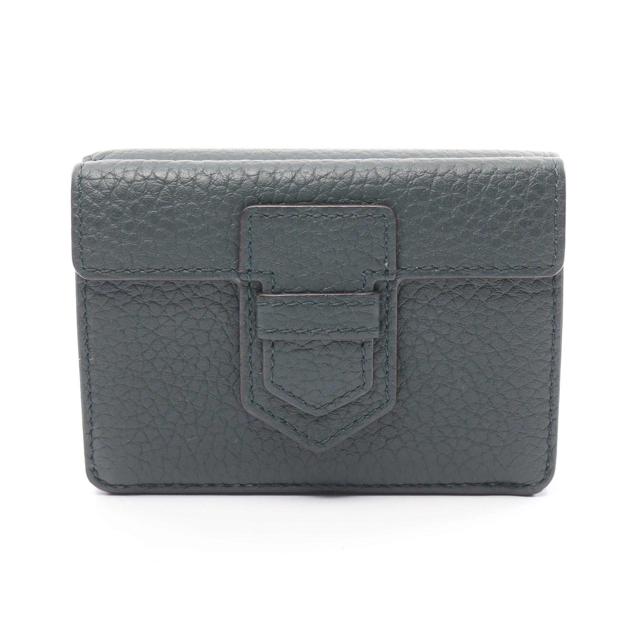 Delvaux Presse Trifold Trifold Wallet Compact Wallet Leather Dark Green