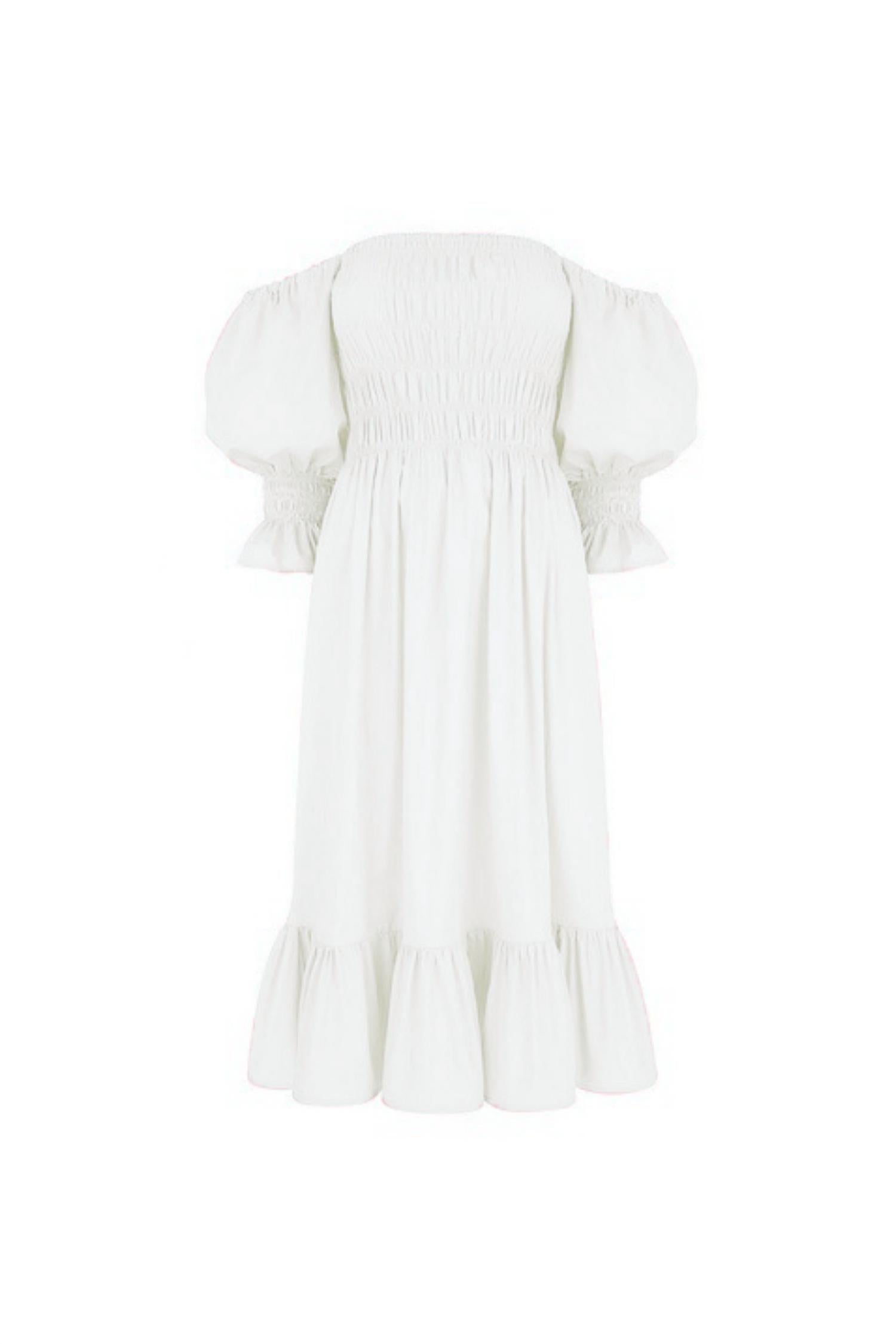 Monica Nera Isabel Midi Dress In White