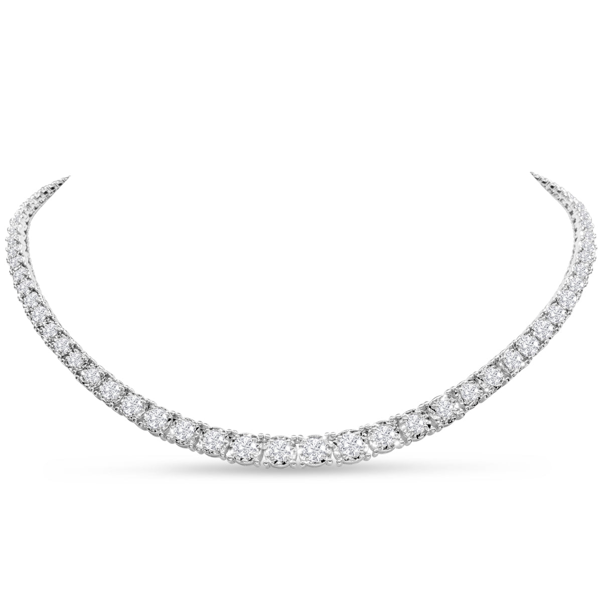 Sselects 7 Carat Lab Grown Diamond Miracle Set Tennis Necklace In 14 Karat White In Gold