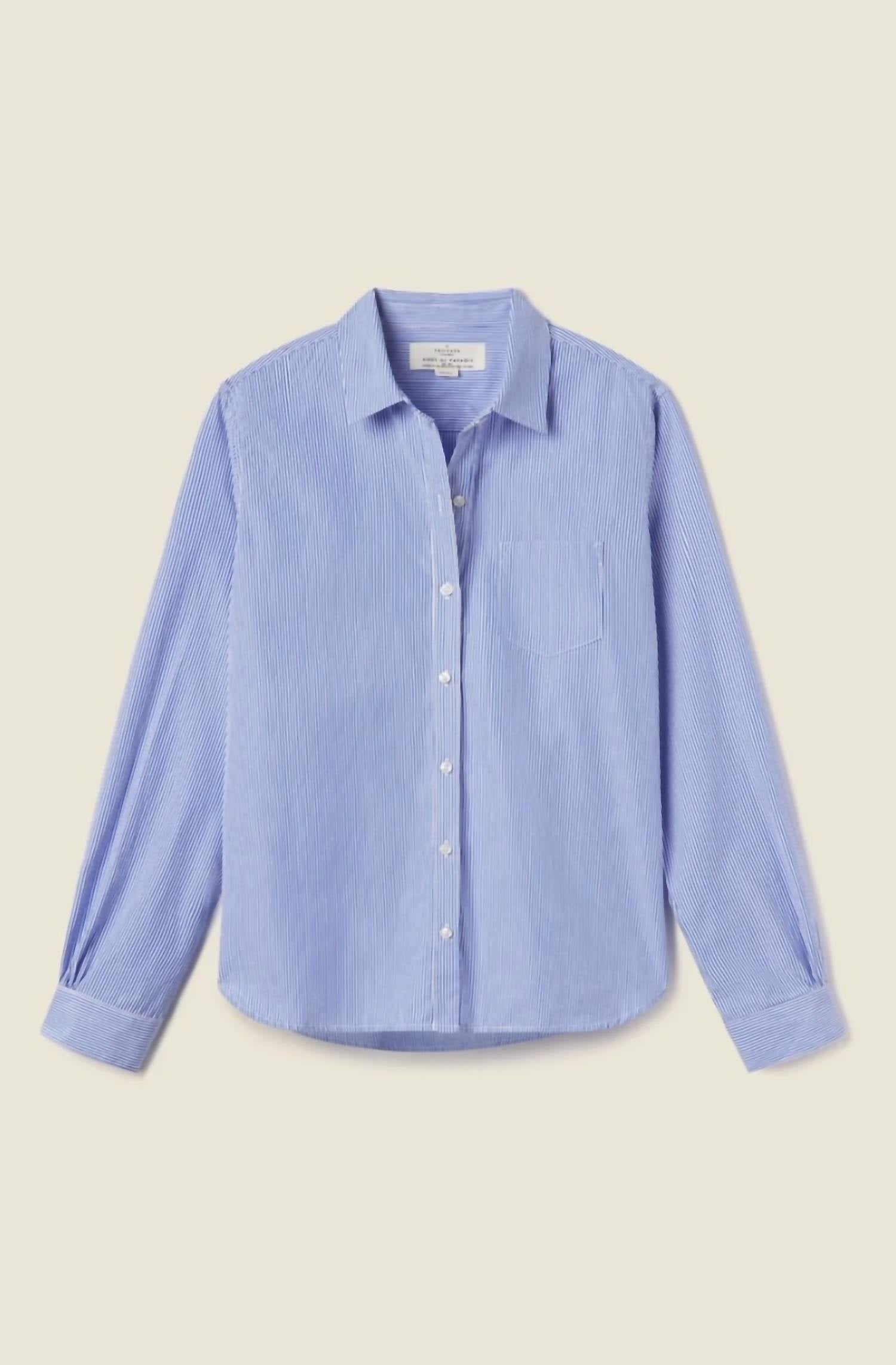 Shop Trovata Grace Shirt In Blue And White Stripe