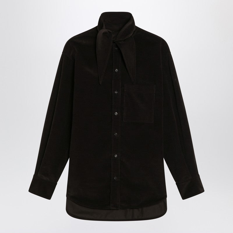 Ferragamo Brown Shirt In Ribbed Velvet Women In Multi