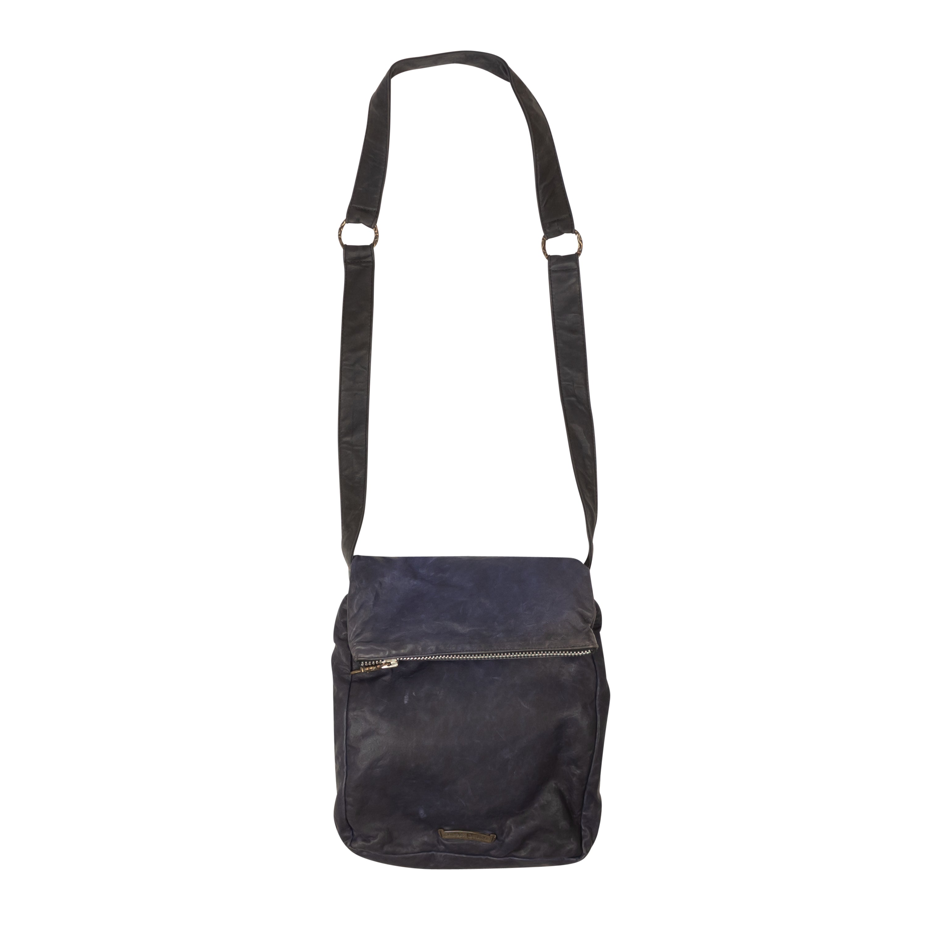Chrome Hearts Leather Messenger Bag - Navy Blue In Black