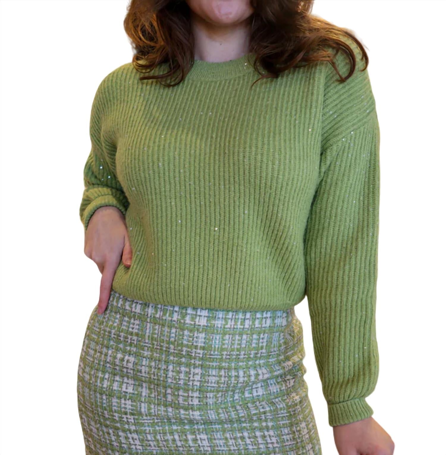 Lucy Paris Margo Glitter Sweater In Green