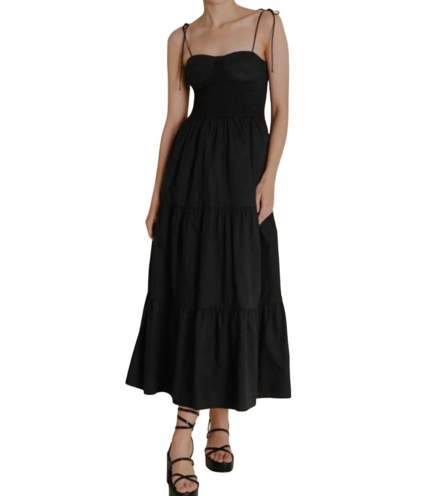 Aureum Bustier Midi Dress In Black