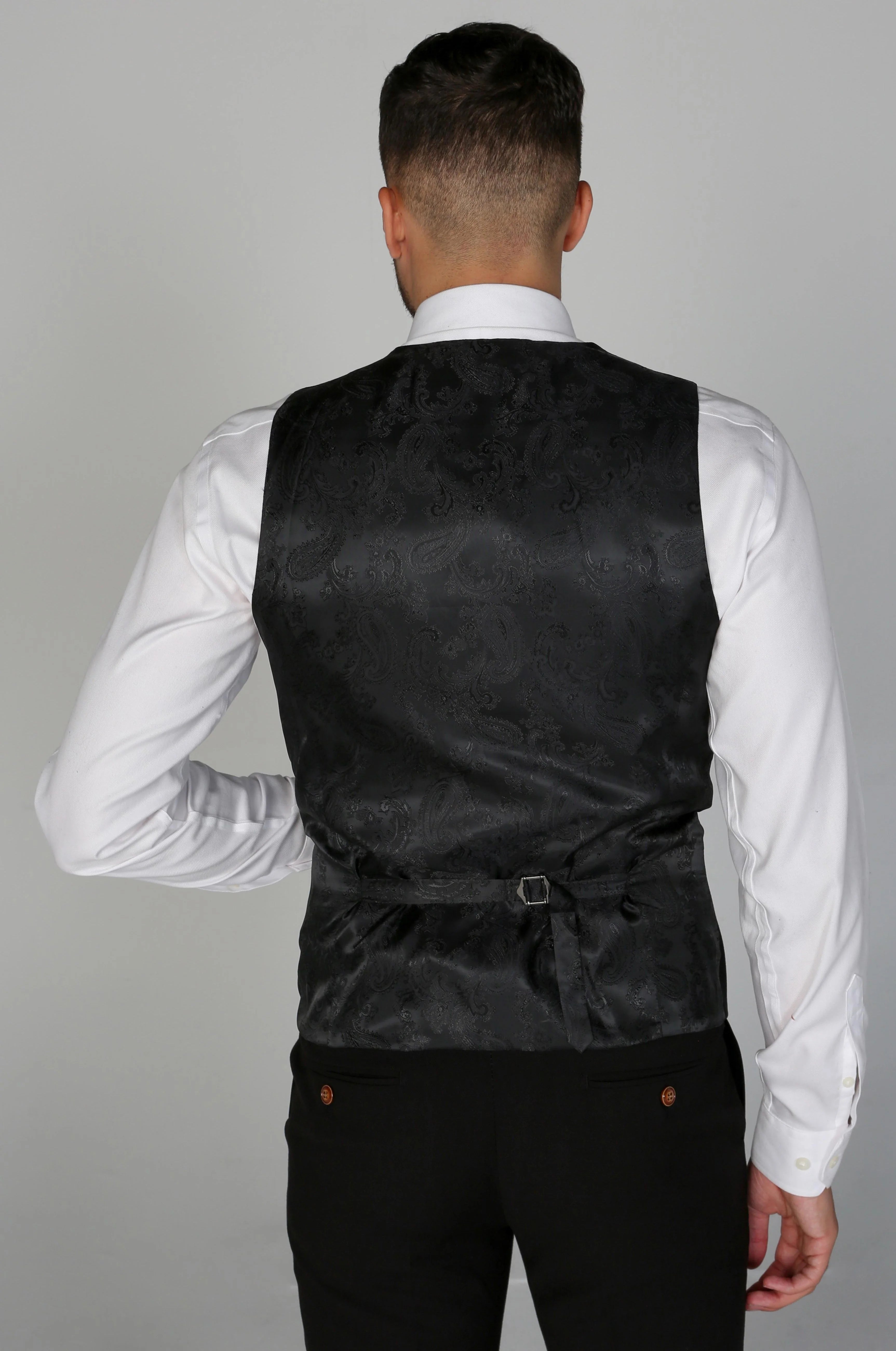 Mayfair Birdseye Black Waistcoat Wedding Prom Attire