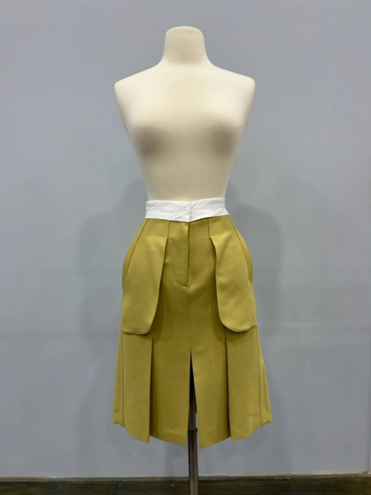 Shop Victoria Beckham Wool Blend Midi Skirt In Pear Green In Yellow