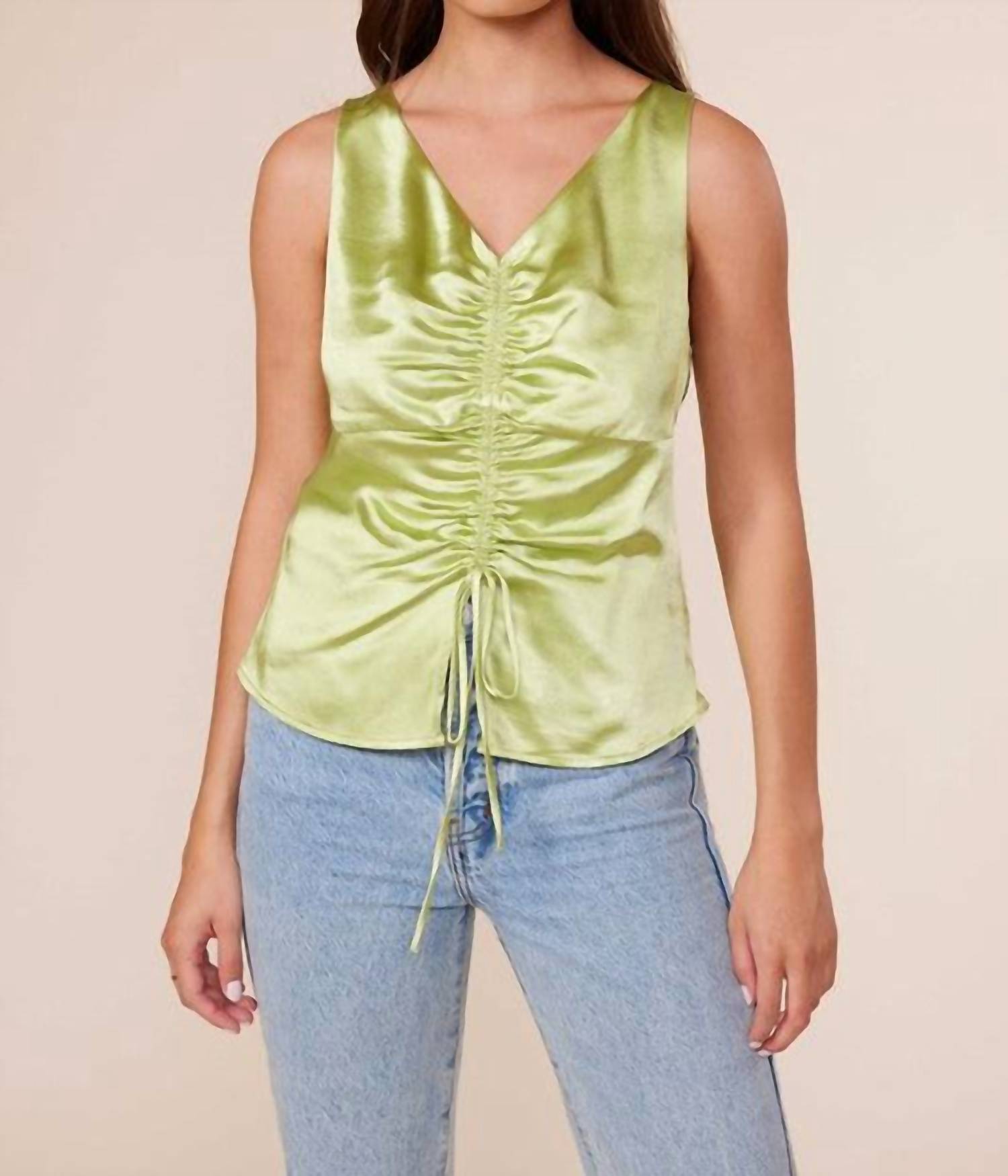 Lucy Paris Faye Smocked Top In Light Green