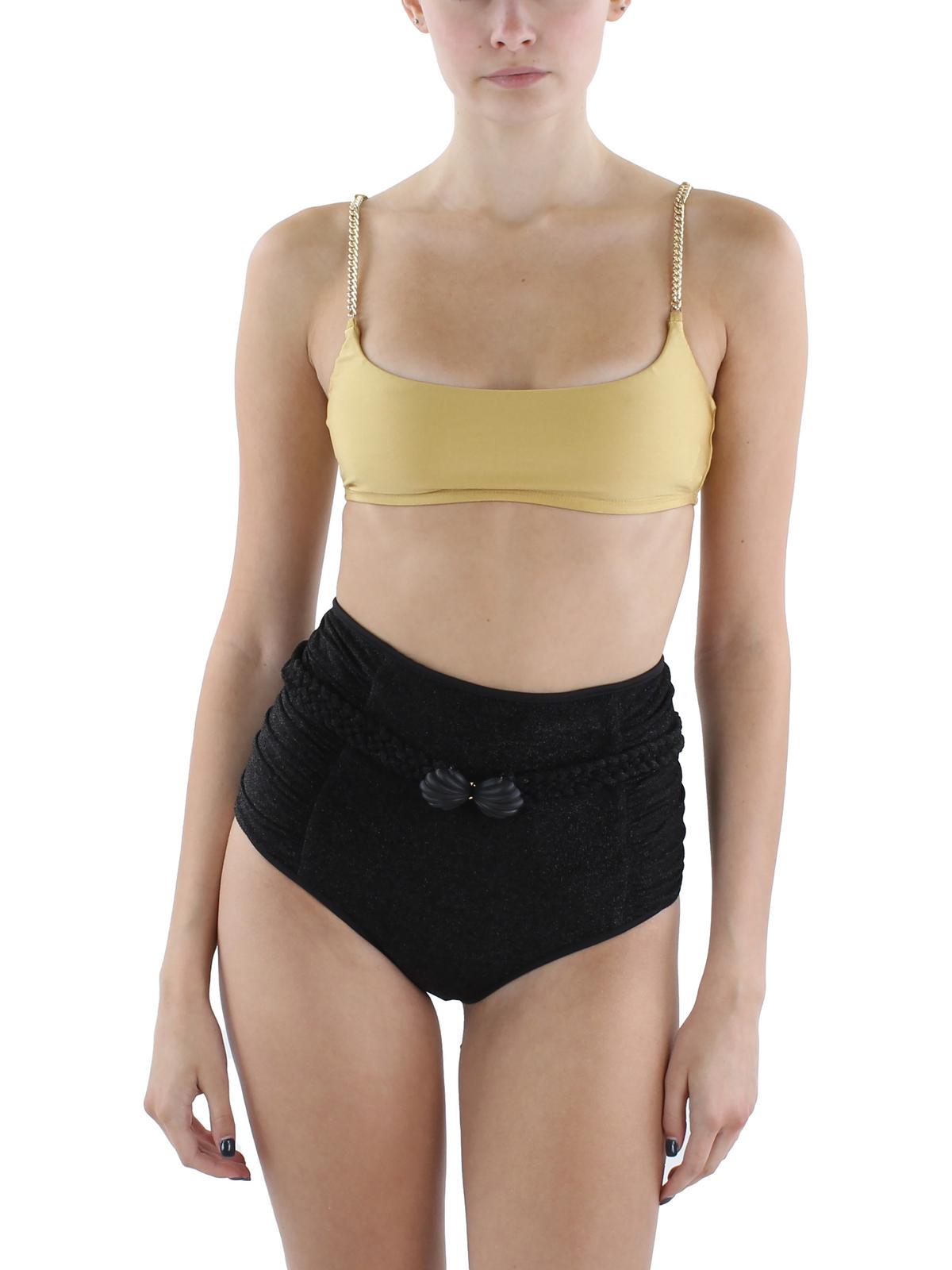 Weworewhat Womens Chain Solid Sports Bra In Gold