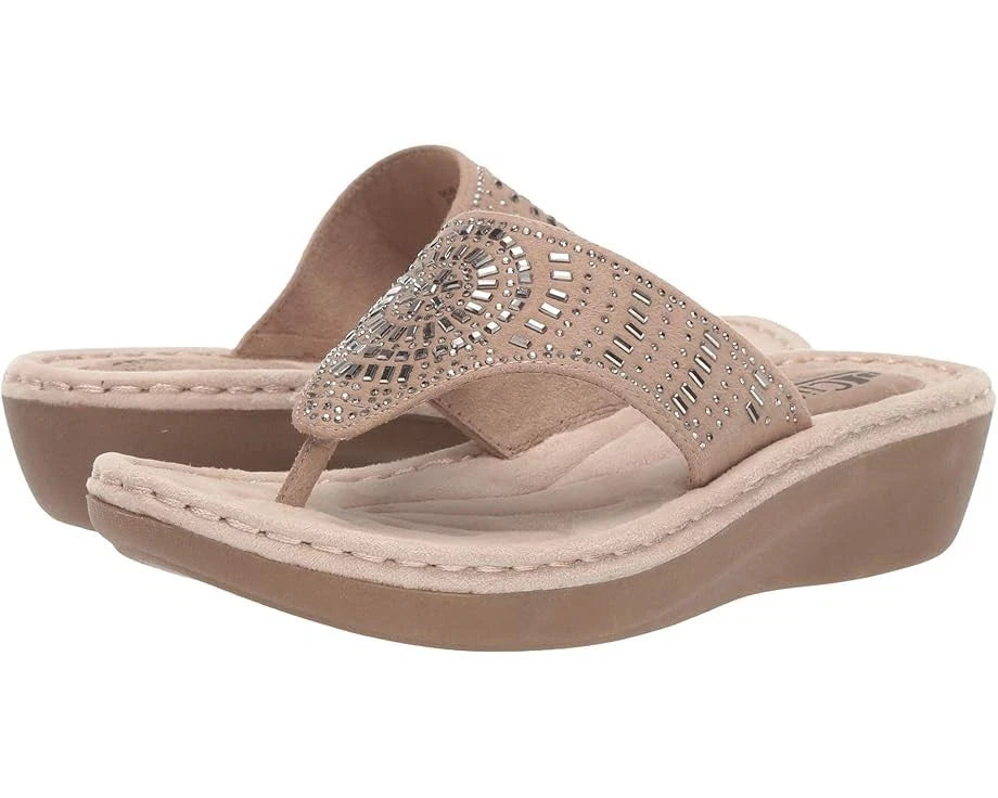 Cliffs By White Mountain Cienna Flip Flop Women's Stone Wedge Sandal Lion808