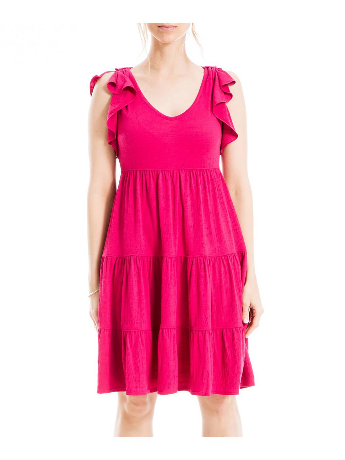 Shop Max Studio Womens Tiered A-line Mini Dress In Pink