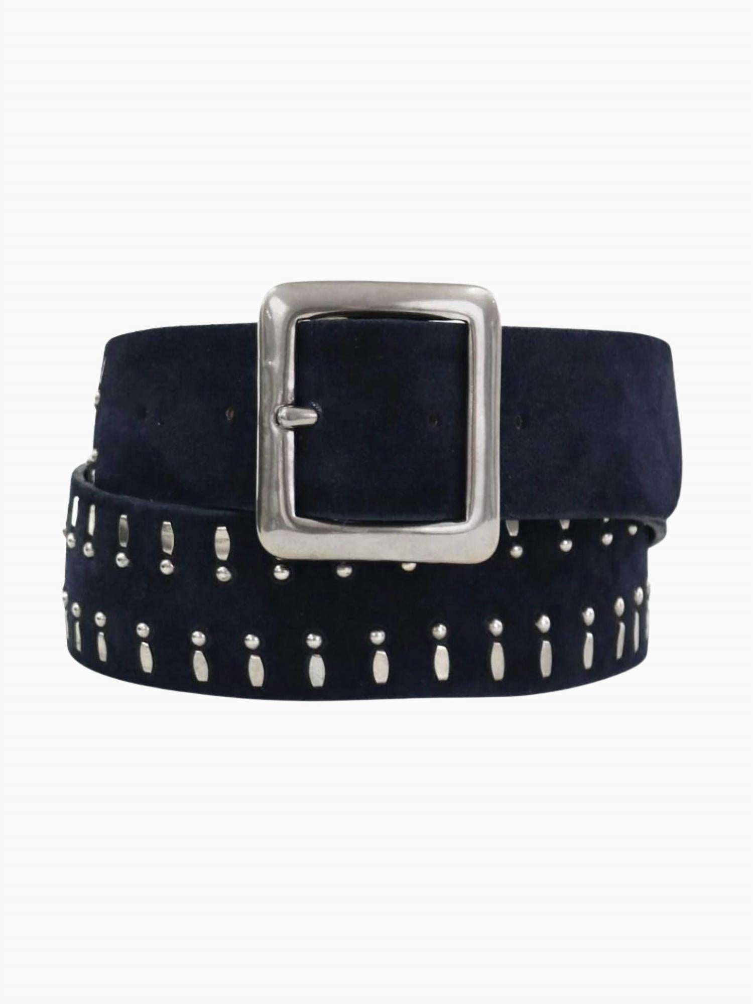 Calleen Cordero Ché Belt In Navy Suede In Black