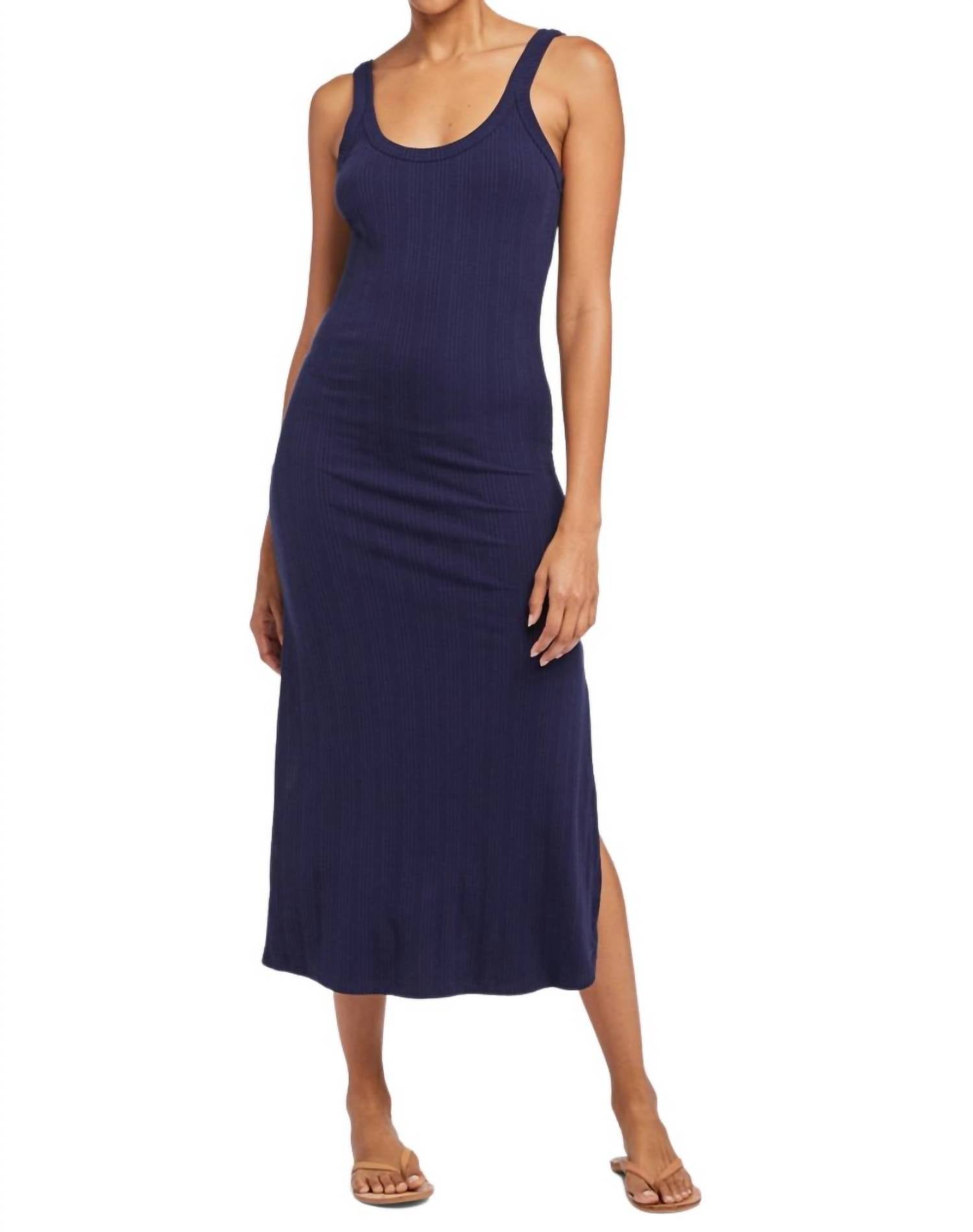 Vitamin A West Organic Rib Tank Dress In Midnight Blue