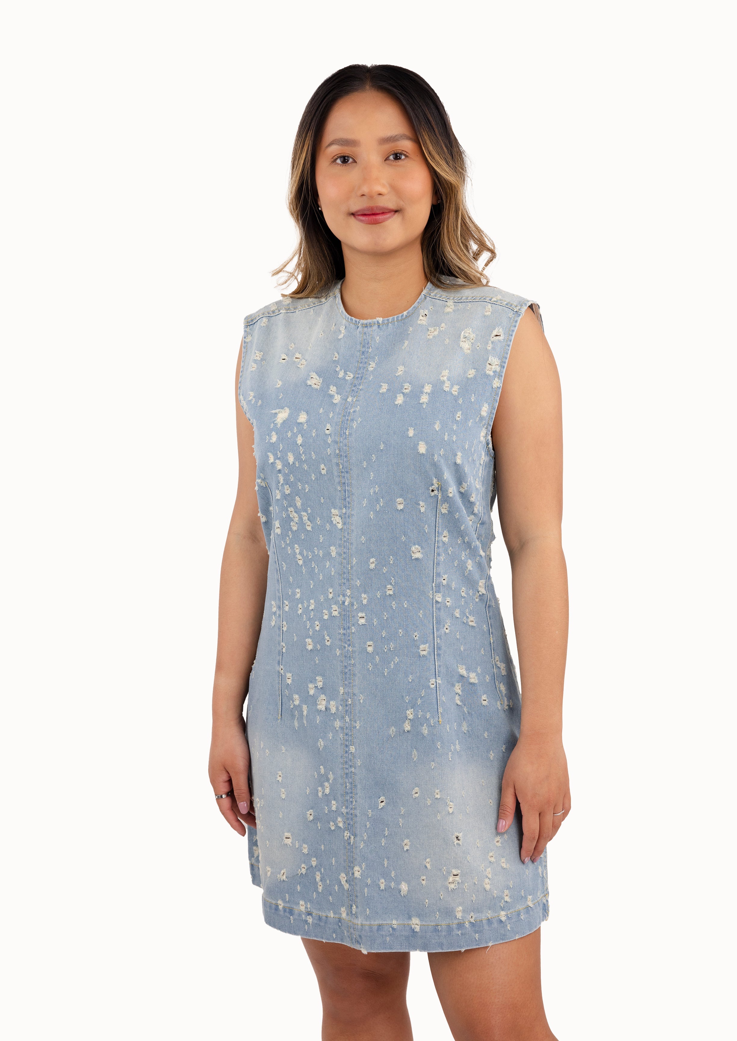 Shop Bereal Ara Denim Dress In Blue