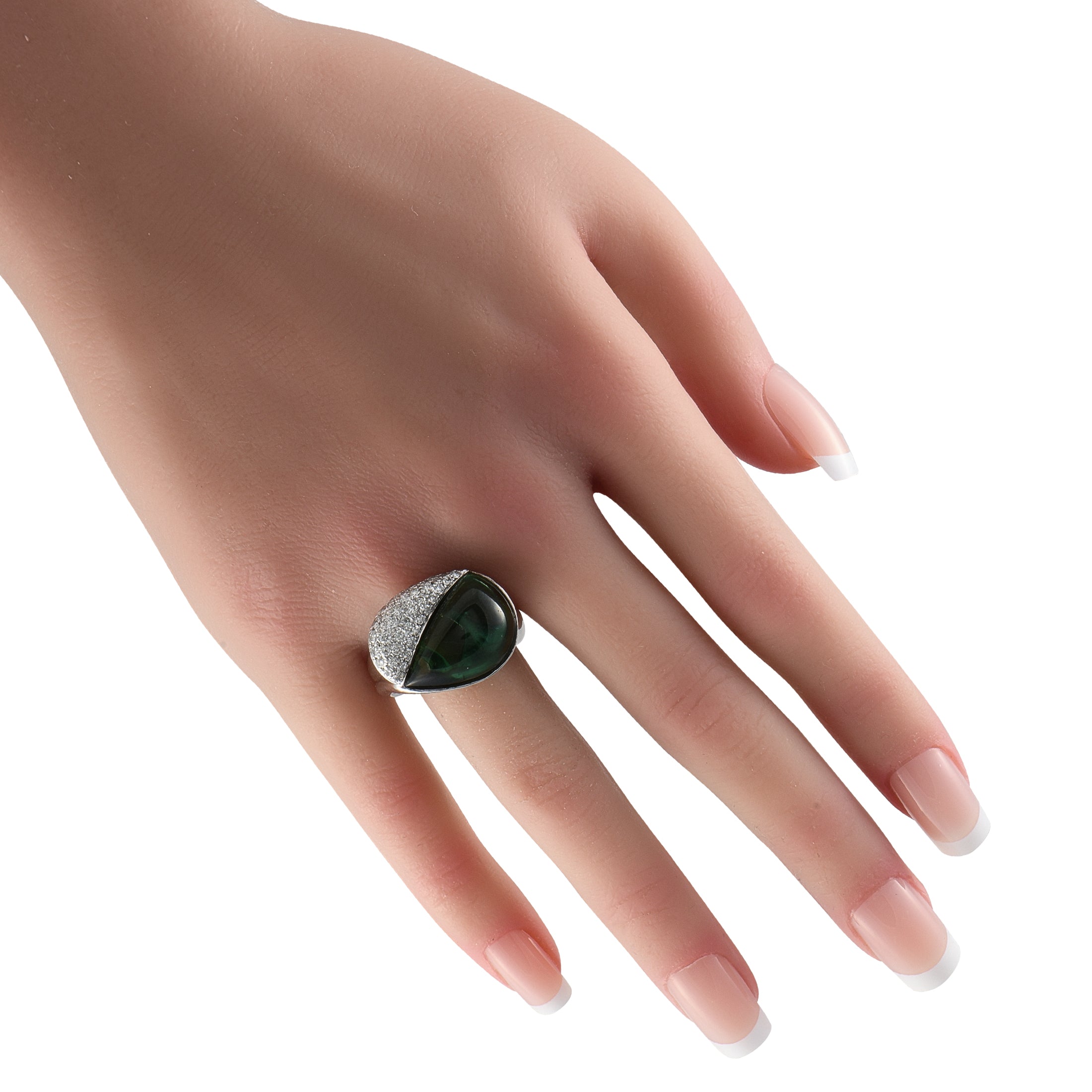 LB Exclusive 18K White Gold 0.70ct Diamond and Tourmaline Ring MF18-031825