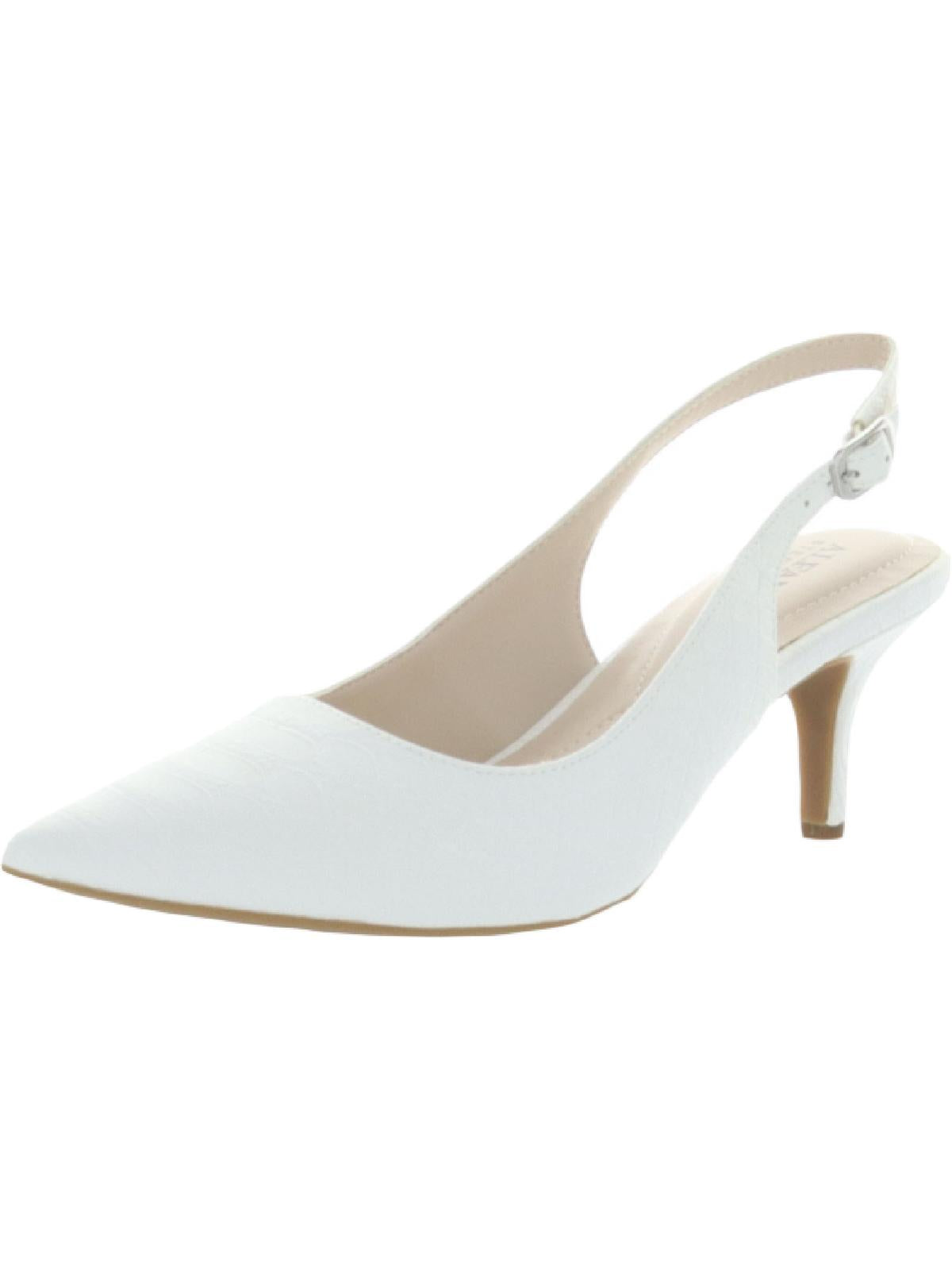 Alfani Babbsy Womens Pointed Toe Slingback Heels In White