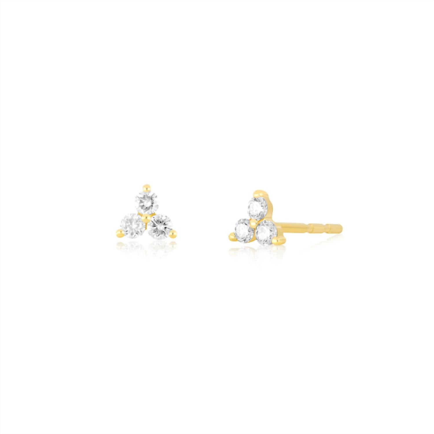 Ef Collection 3 Diamond Stud Earring In Gold
