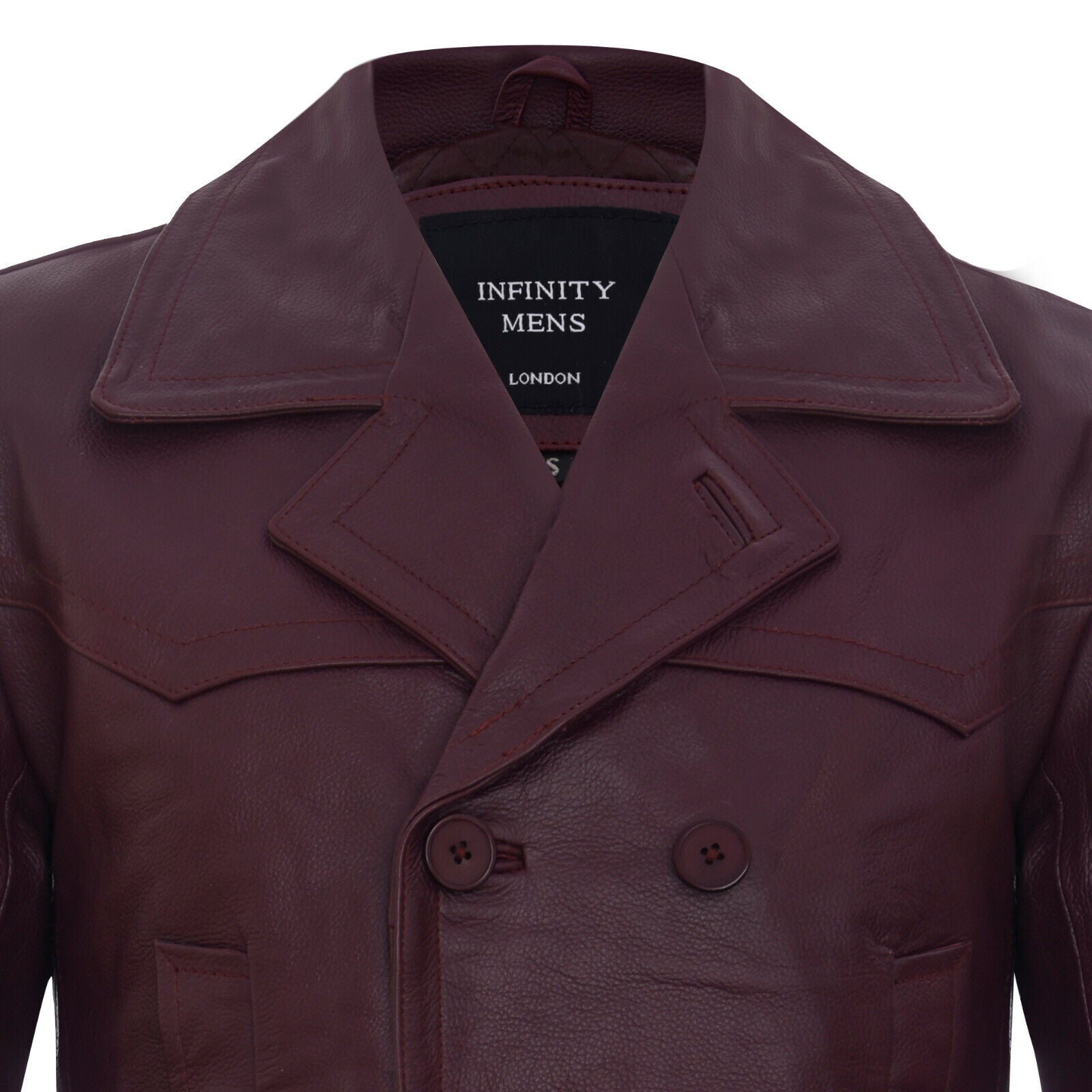 Mens Cowhide Leather Peacoat-Krakaw