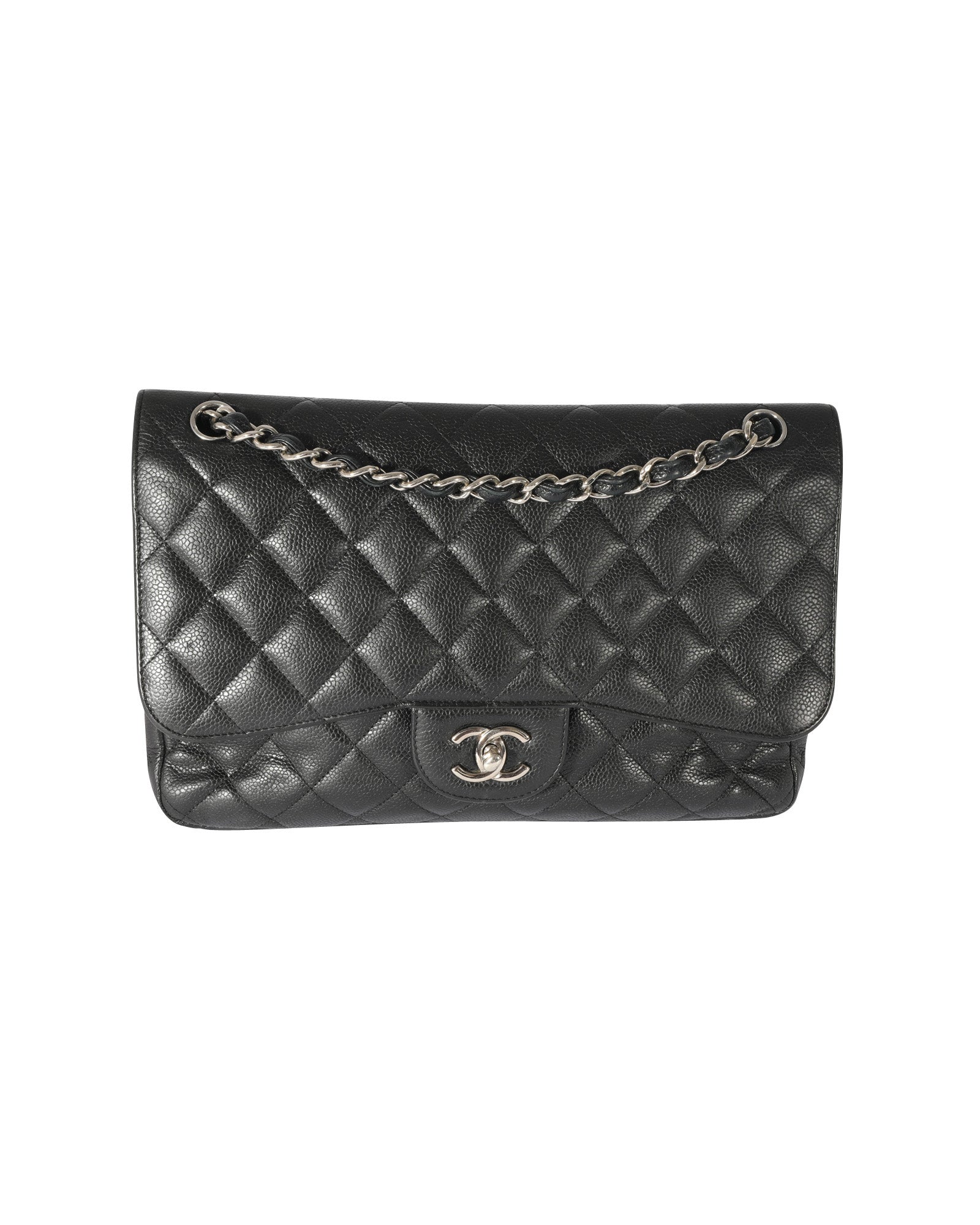 image of Chanel Black Caviar Leather Jumbo Double Flap Bag