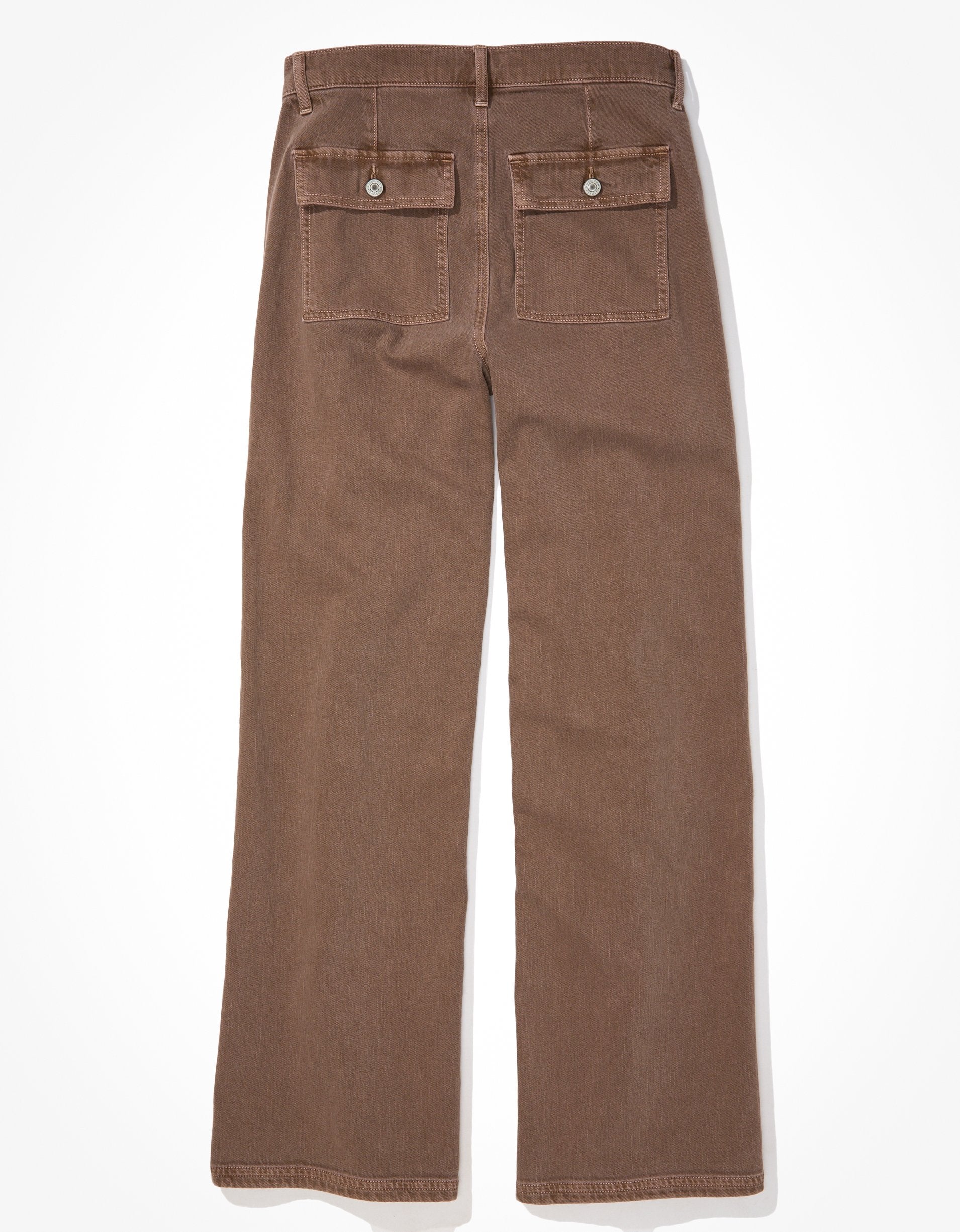 American Eagle Outfitters Ae Stretch Super High-waisted Baggy Wide-leg Pant In Brown