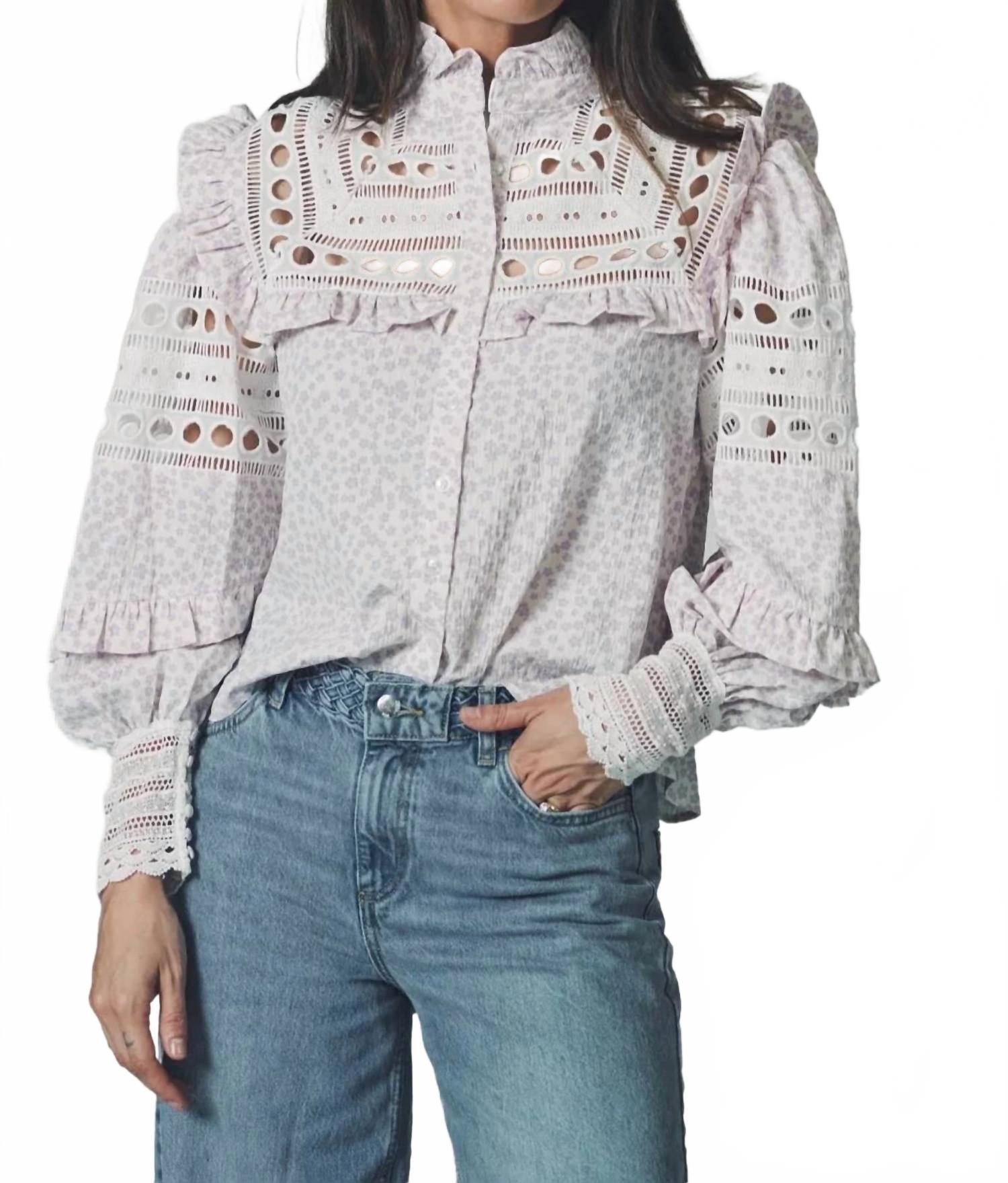 The Shirt Danielle Shirt In Lilac Cream In Gray