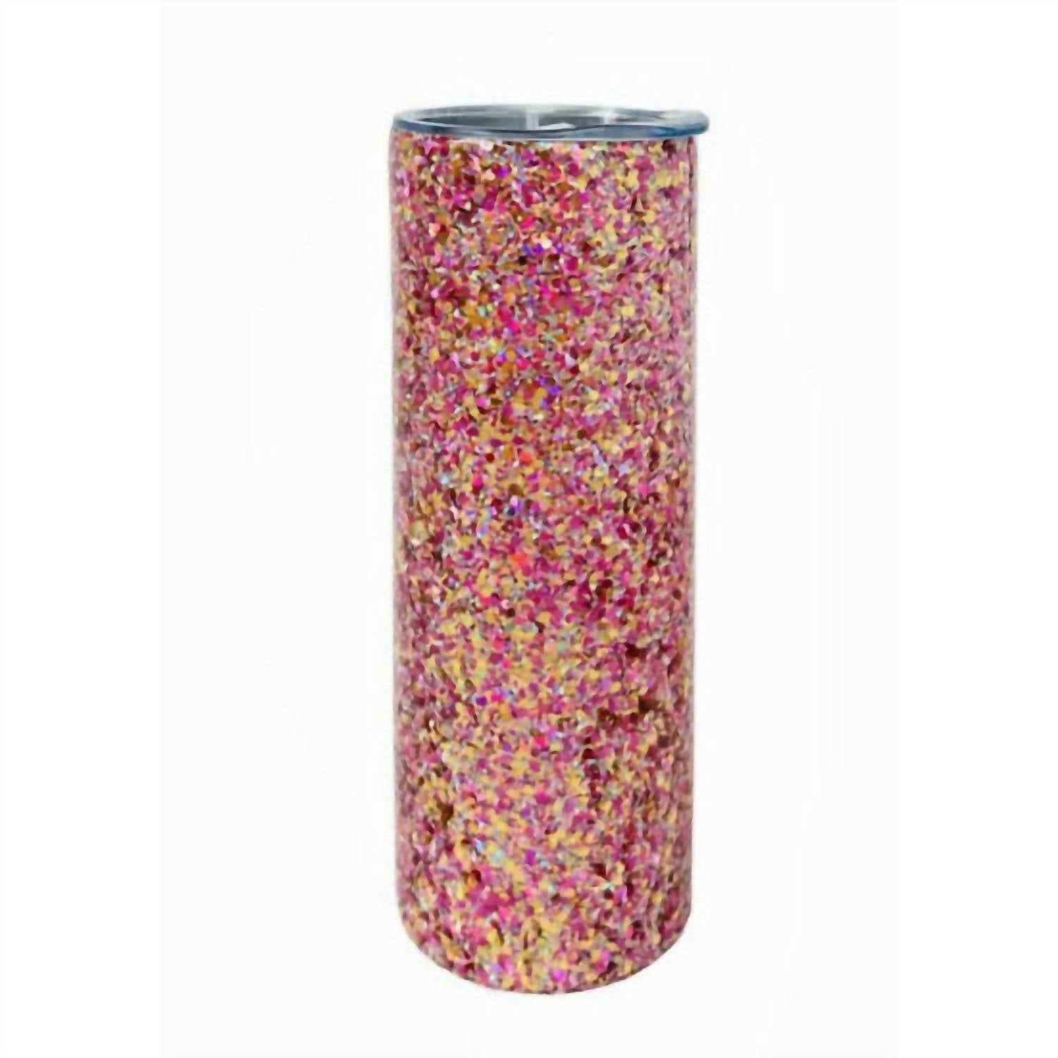 Shop Packed Party Glitter Stainless Steel 20 oz Skinny Tumbler In Pink