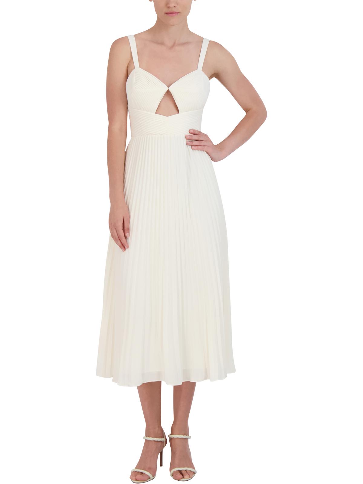 Shop Bcbgmaxazria Womens Pleated Midi Cocktail And Party Dress In White