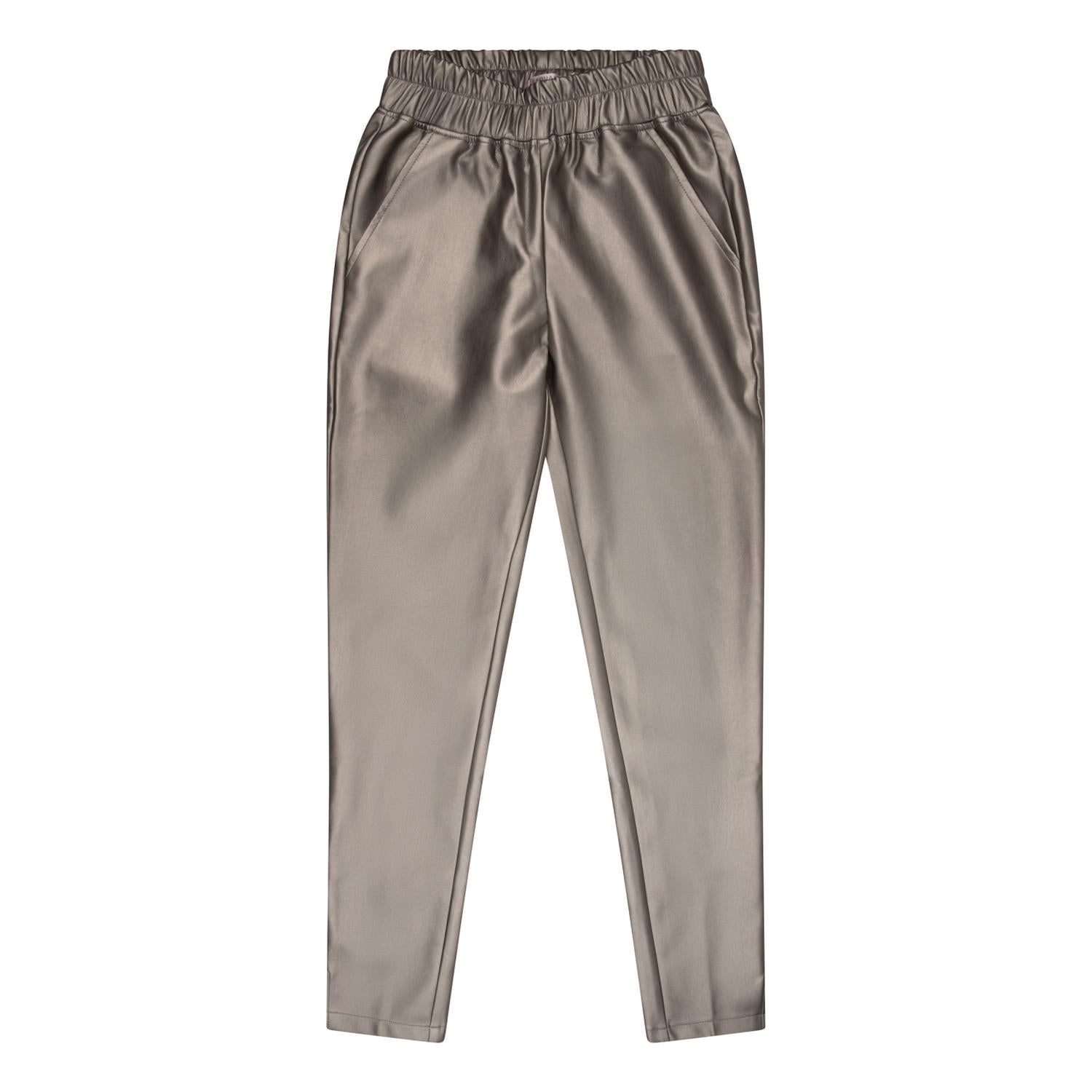 Shop Esqualo Tregging Pu Trousers In Soft Gold In Brown
