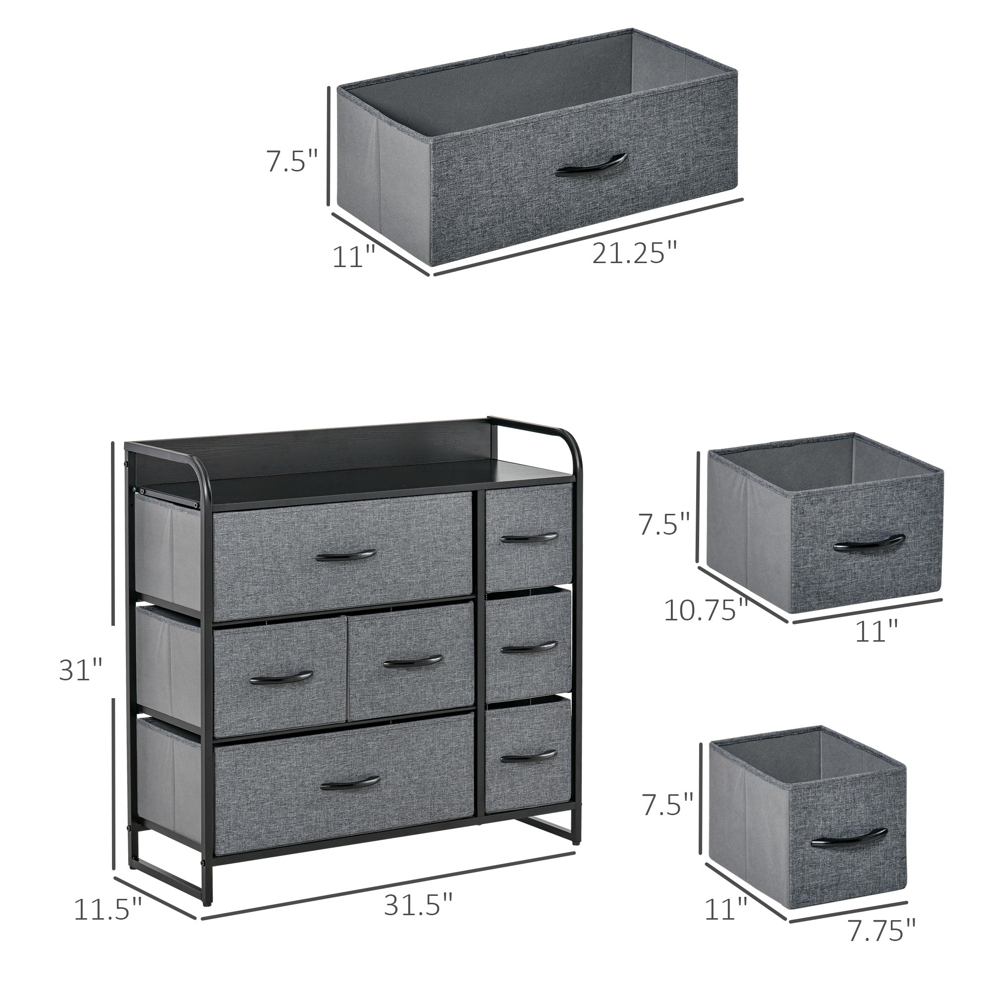 Streamdale 7-Drawer Foldable Dresser for Storage