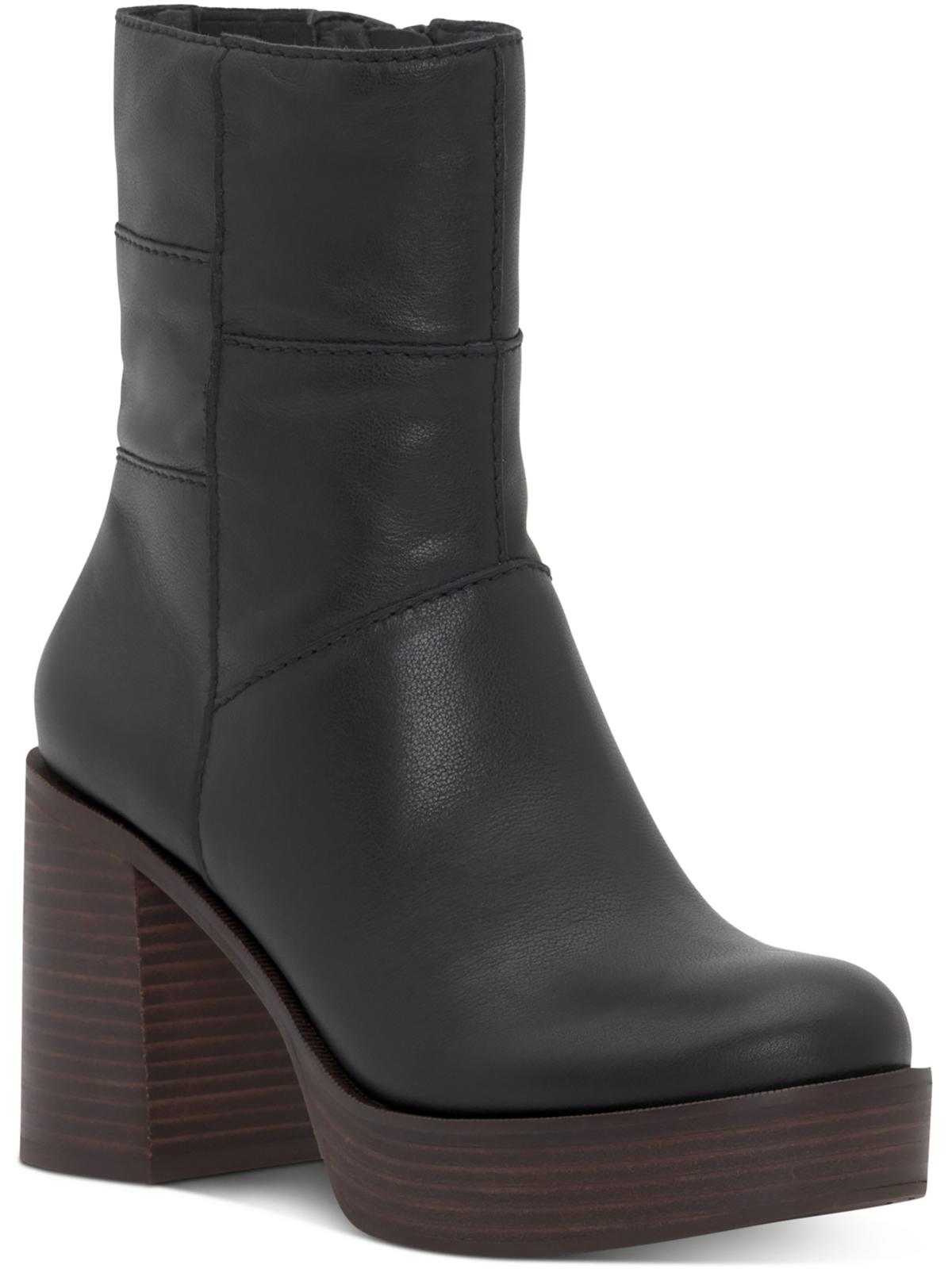 Lucky Brand Womens Laceless Leather Ankle Boots In Black