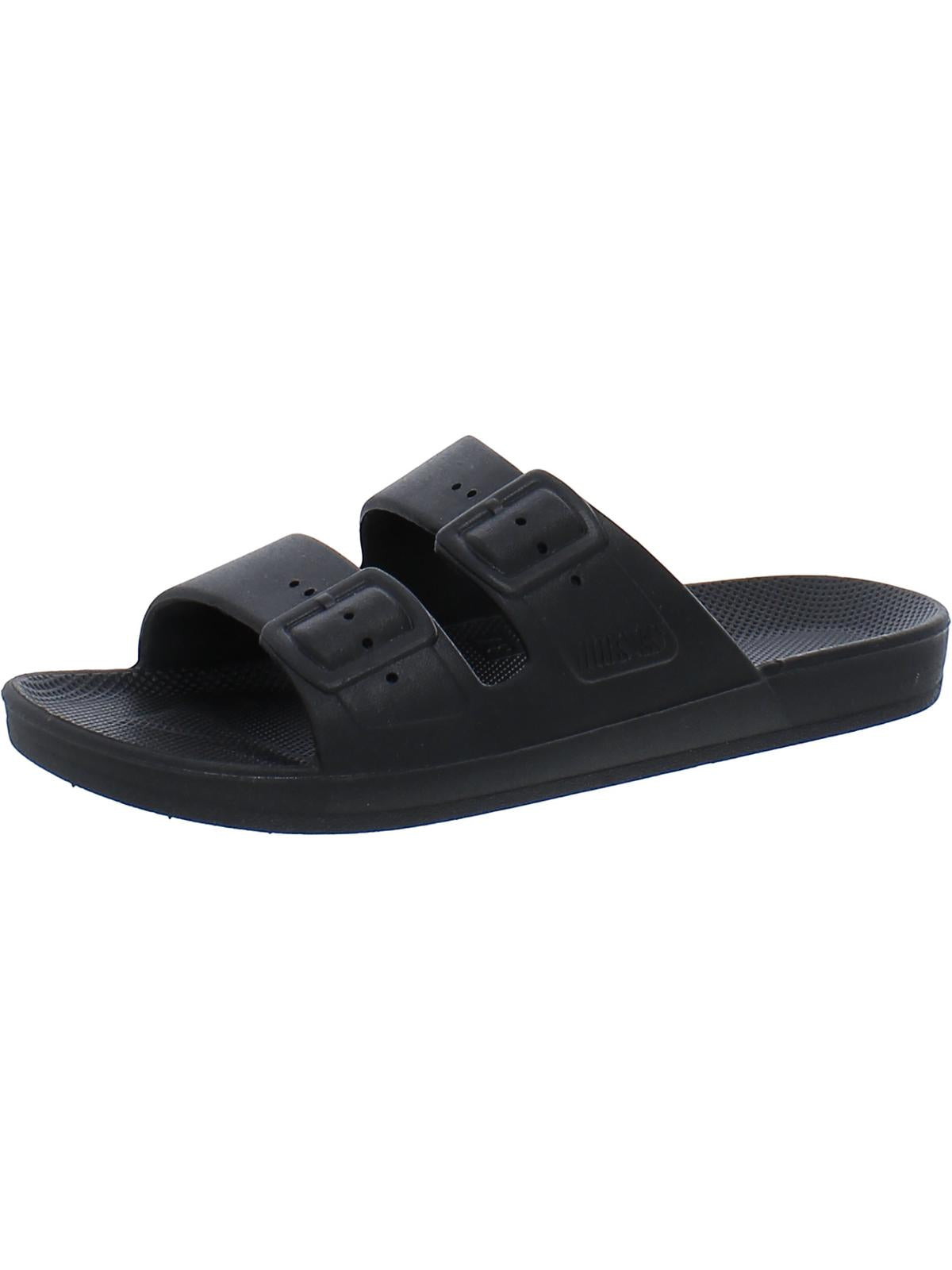 Shop Freedom Moses Two Band Womens Slip On Open Toe Pool Slides In Black