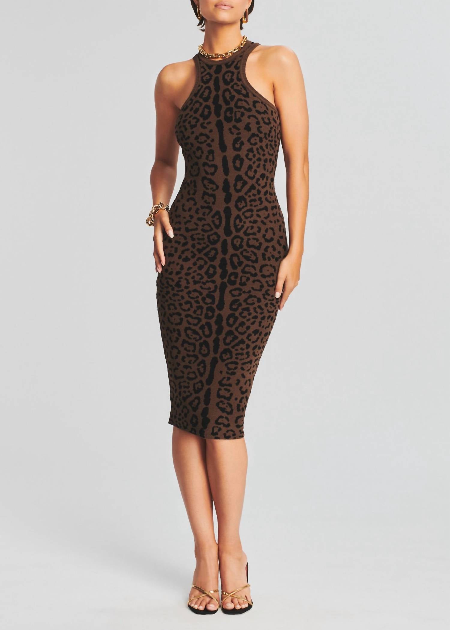 Shop Ser.o.ya Sabine Dress In Cheetah Jacquard In Brown