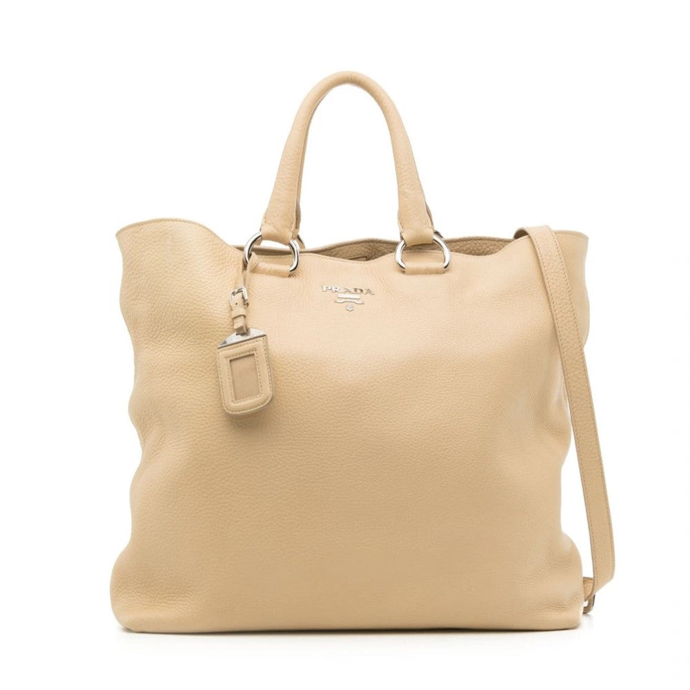 image of Prada Vitello Daino Leather Tote Bag