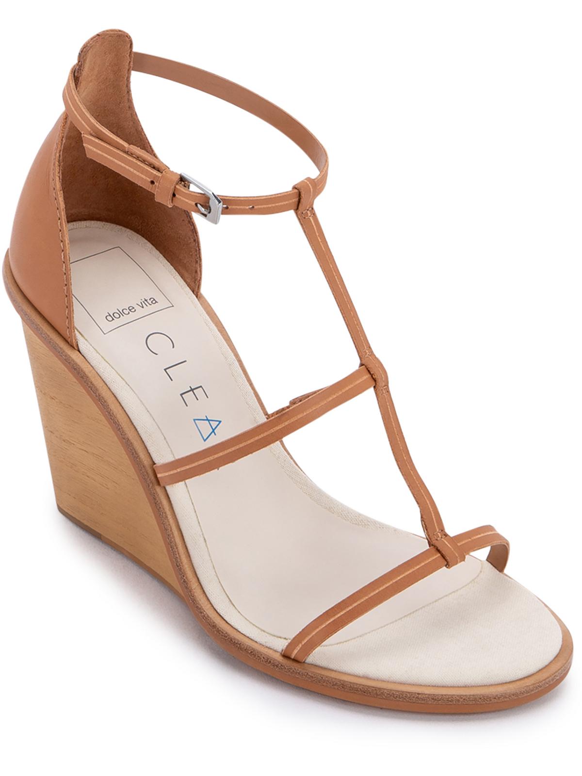 Dolce Vita Jeana Womens Leather Casual Wedge Sandals In Neutral