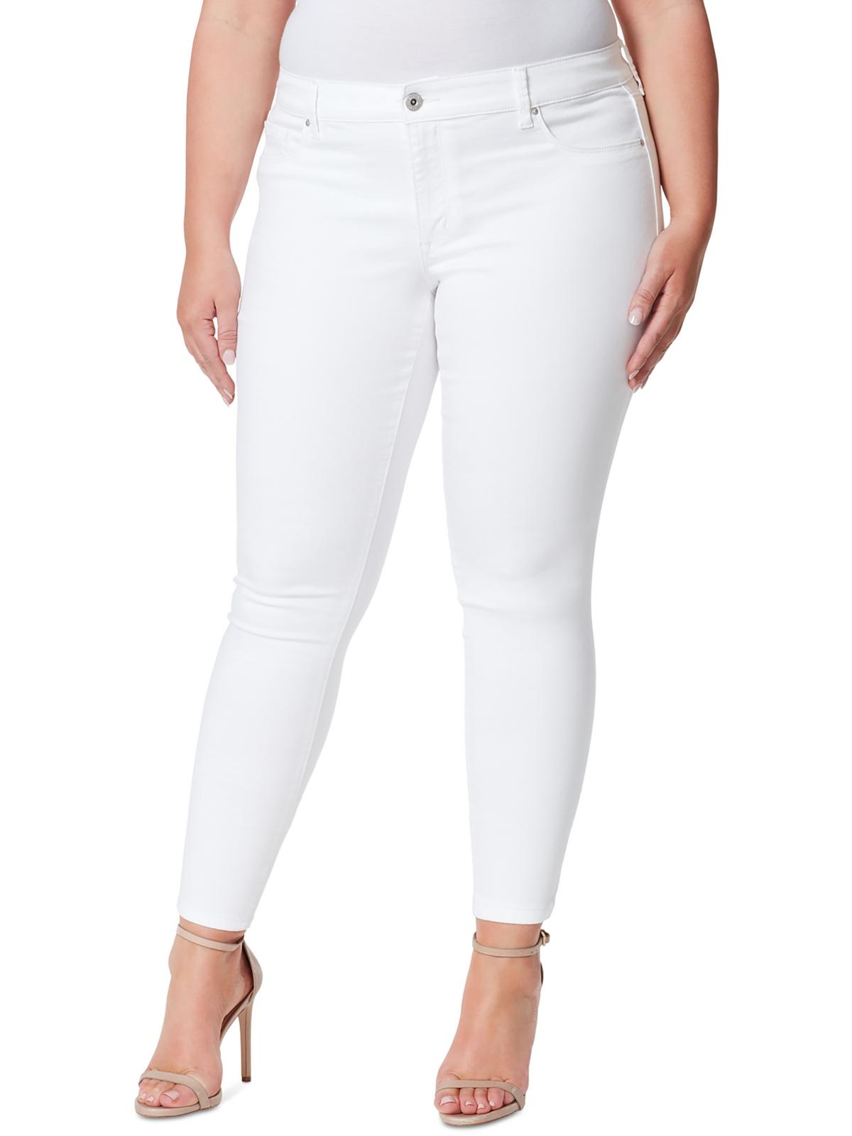 Jessica Sanders Plus Womens Stretch Denim Skinny Jeans In White