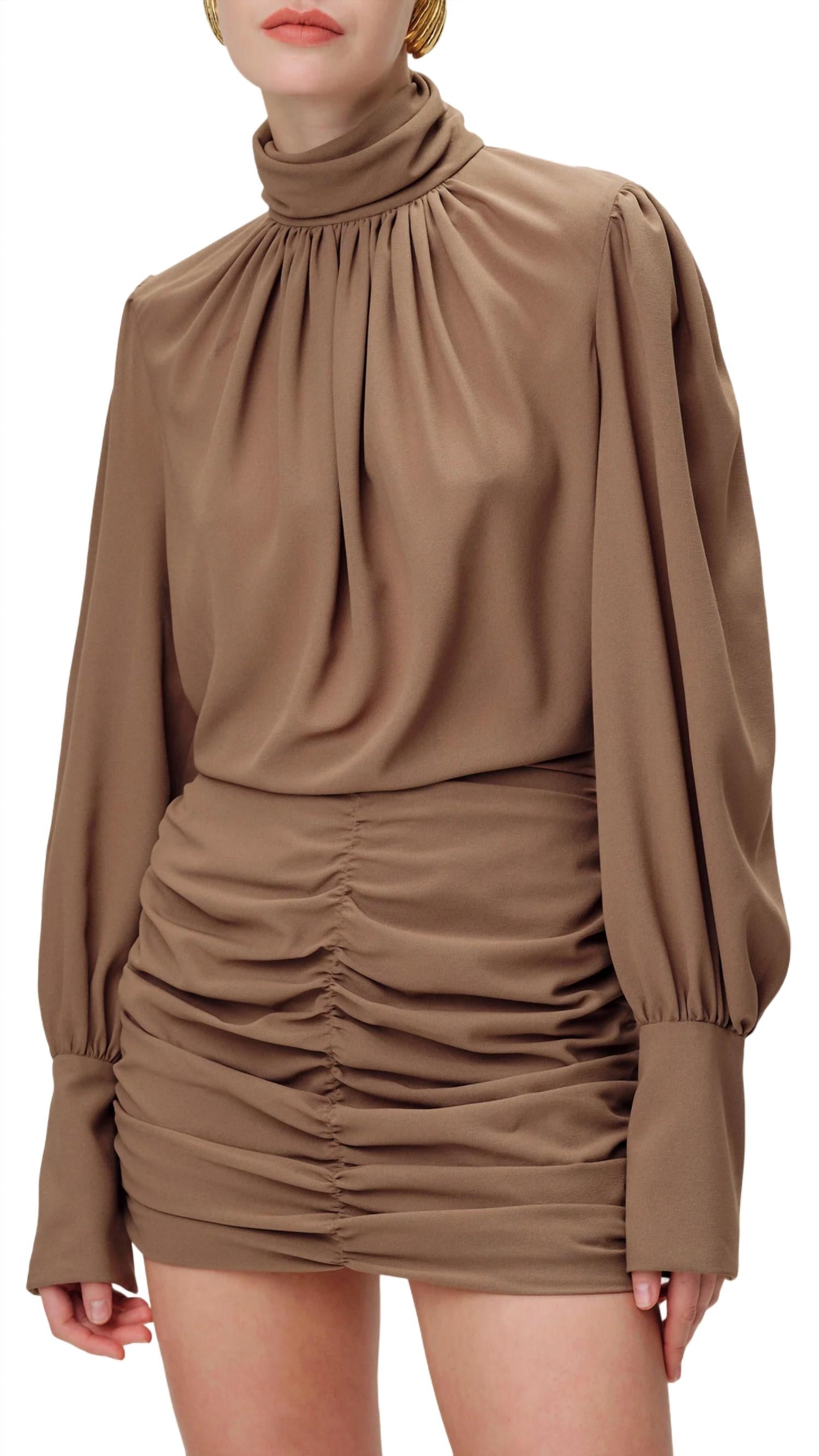 Shop Ronny Kobo Yebba Dress In Toffee In Beige