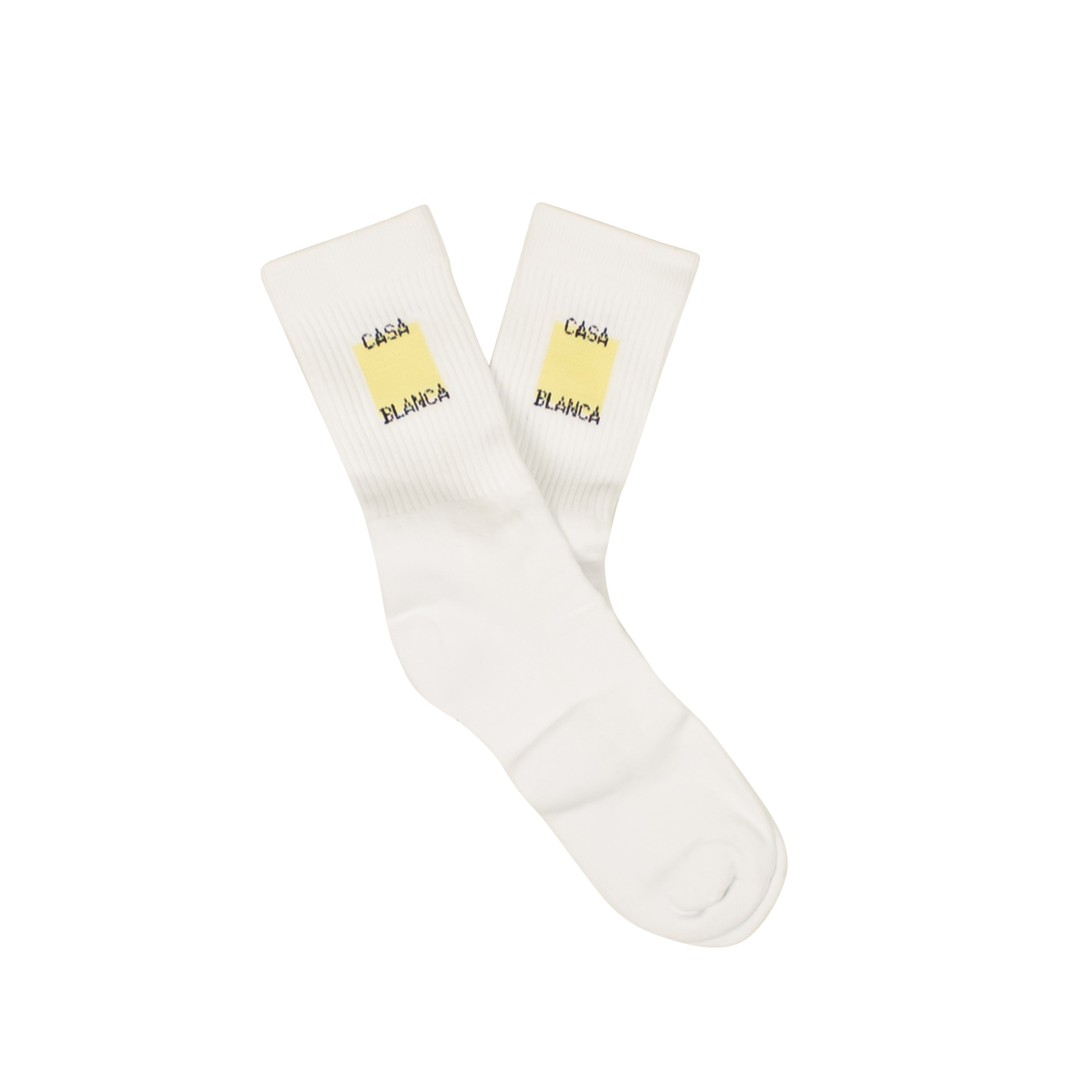Casablanca Square Logo Ribbed Sport - White/yellow In Neutral