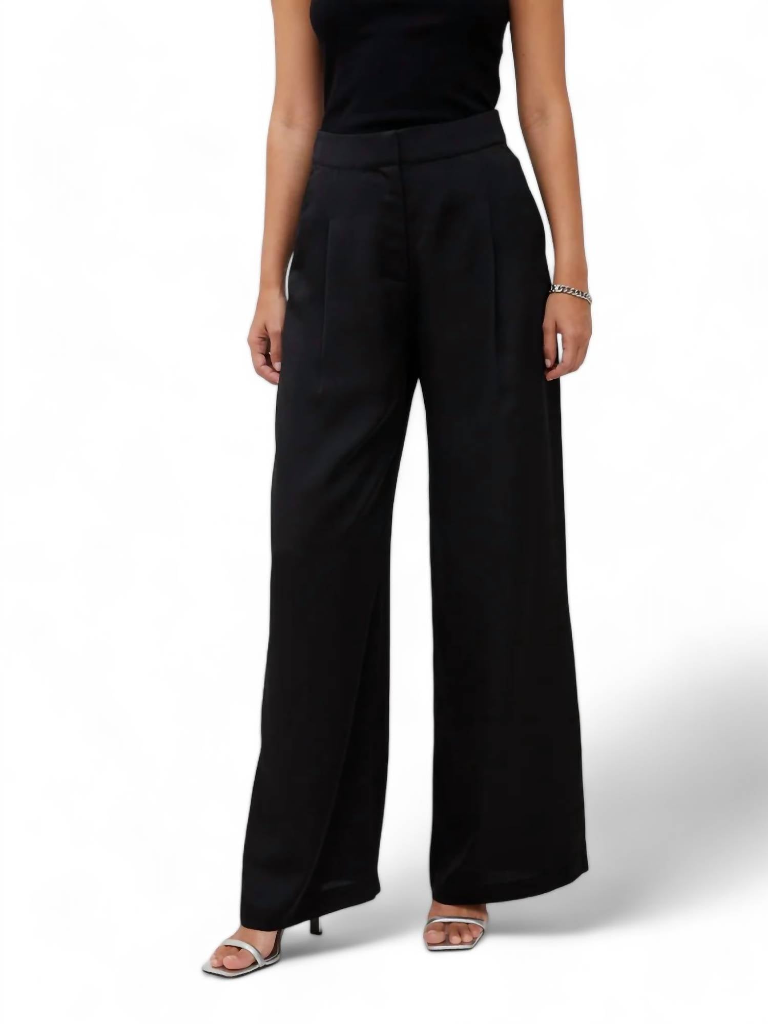 French Connection Harlow Satin Straight Leg Pants In Black